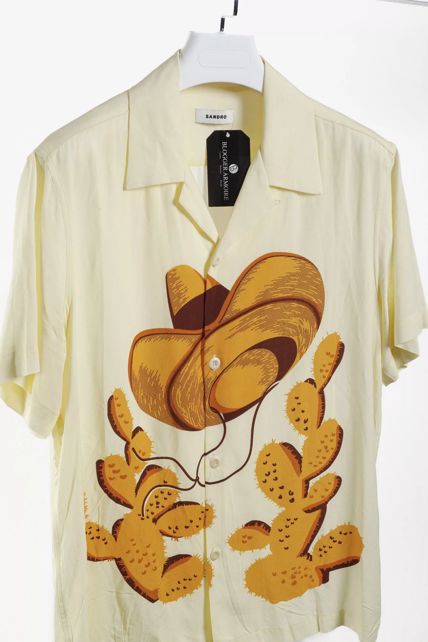 Sandro Button Ups Sandro 2022 Yellow Cactus Graphic Printed Shirt