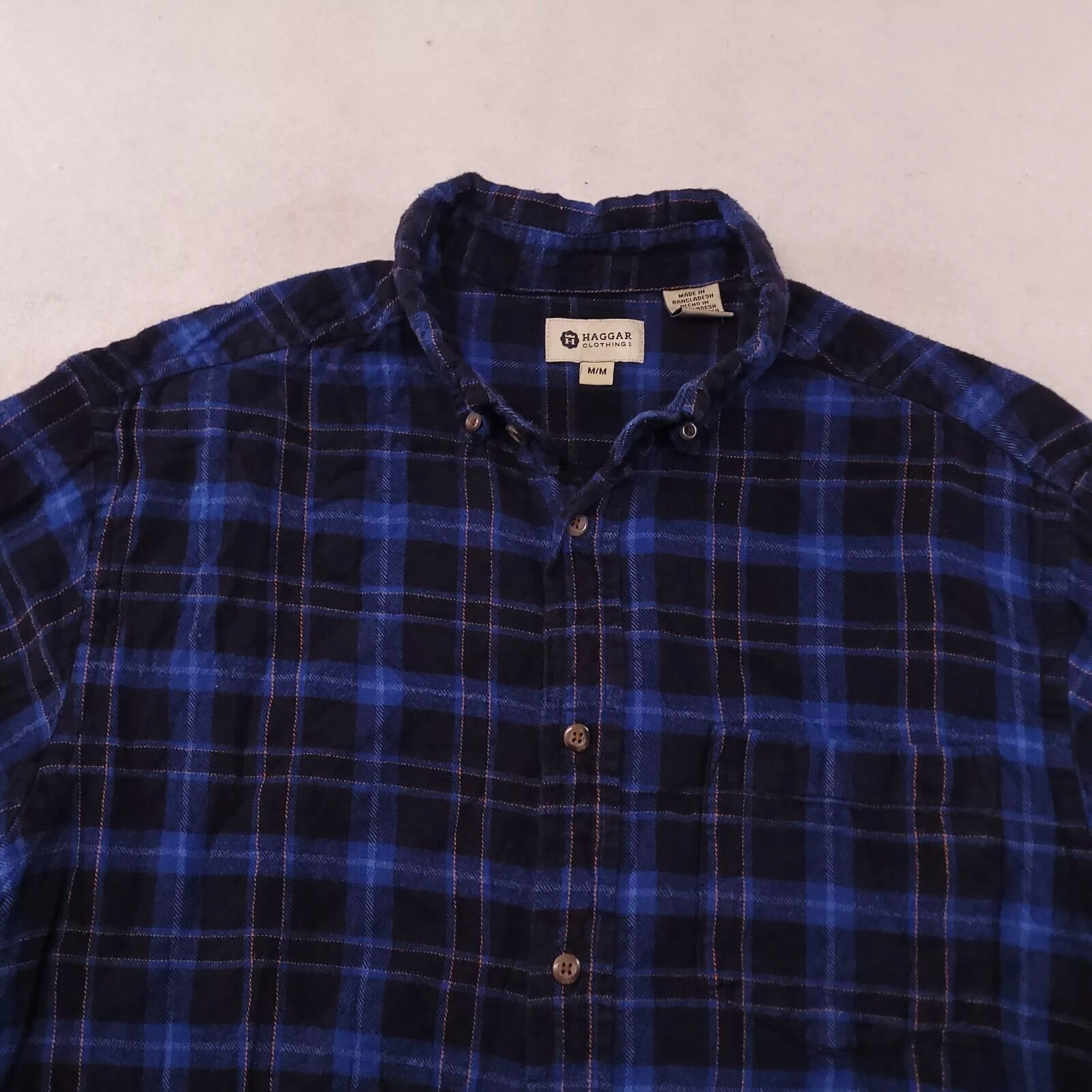 Haggar Shirts Button Ups Haggar Tartan Flannel Shirt Mens Size Medium M Blue Black