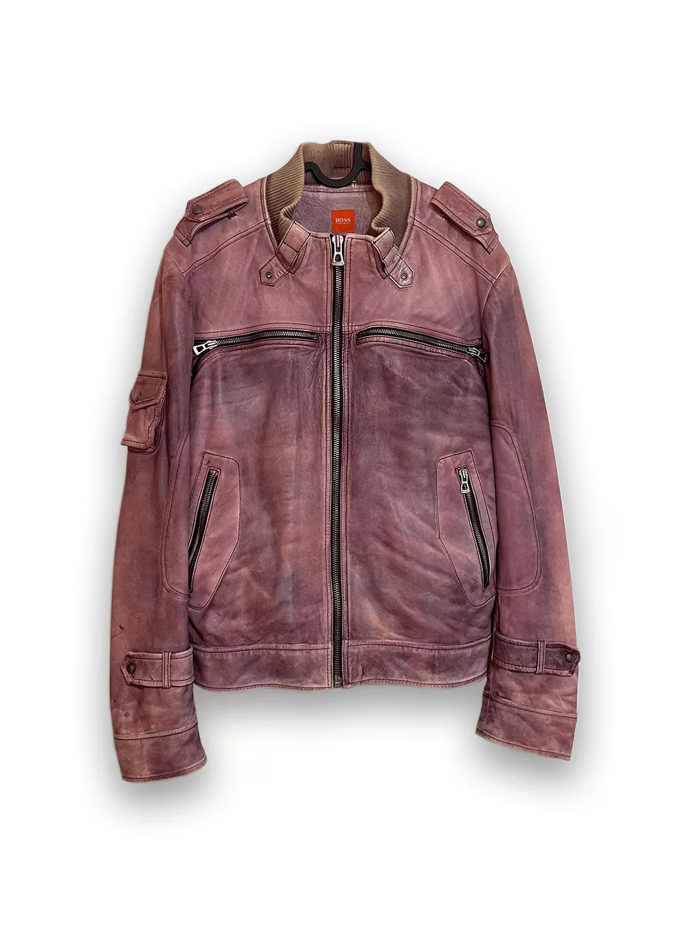 Hugo Boss Leather Jackets HUGO BOSS Leather Pink Wash Biker