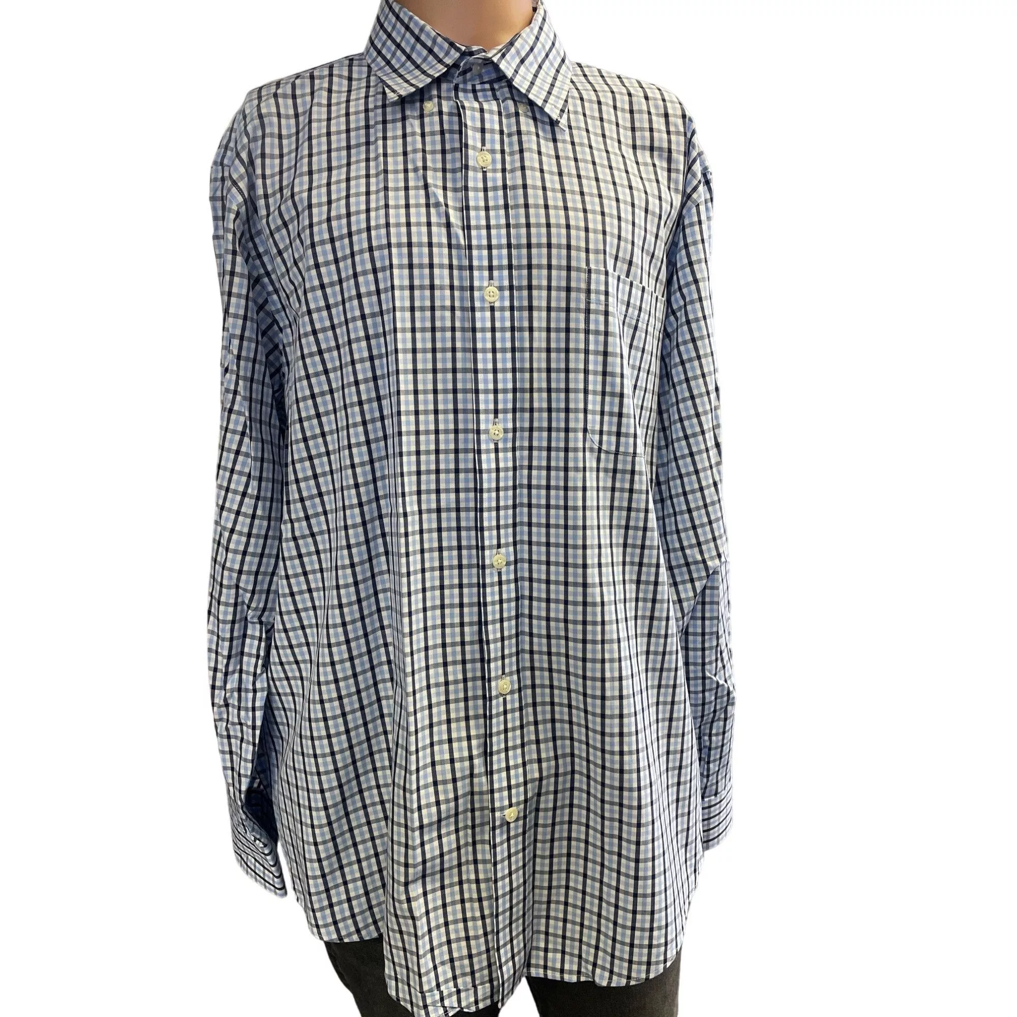 Lands' End Shirts Button Ups Lands' End Lands'end Men's Blue Checkered Button up Dress Shirt long Sl