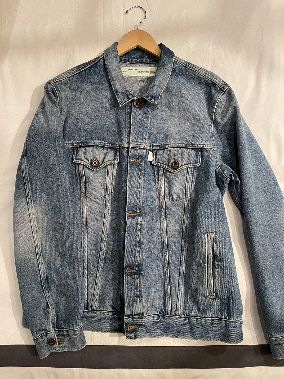 Off-White Denim Jackets Off-White ‘spray paint’ Denim Jacket Blue