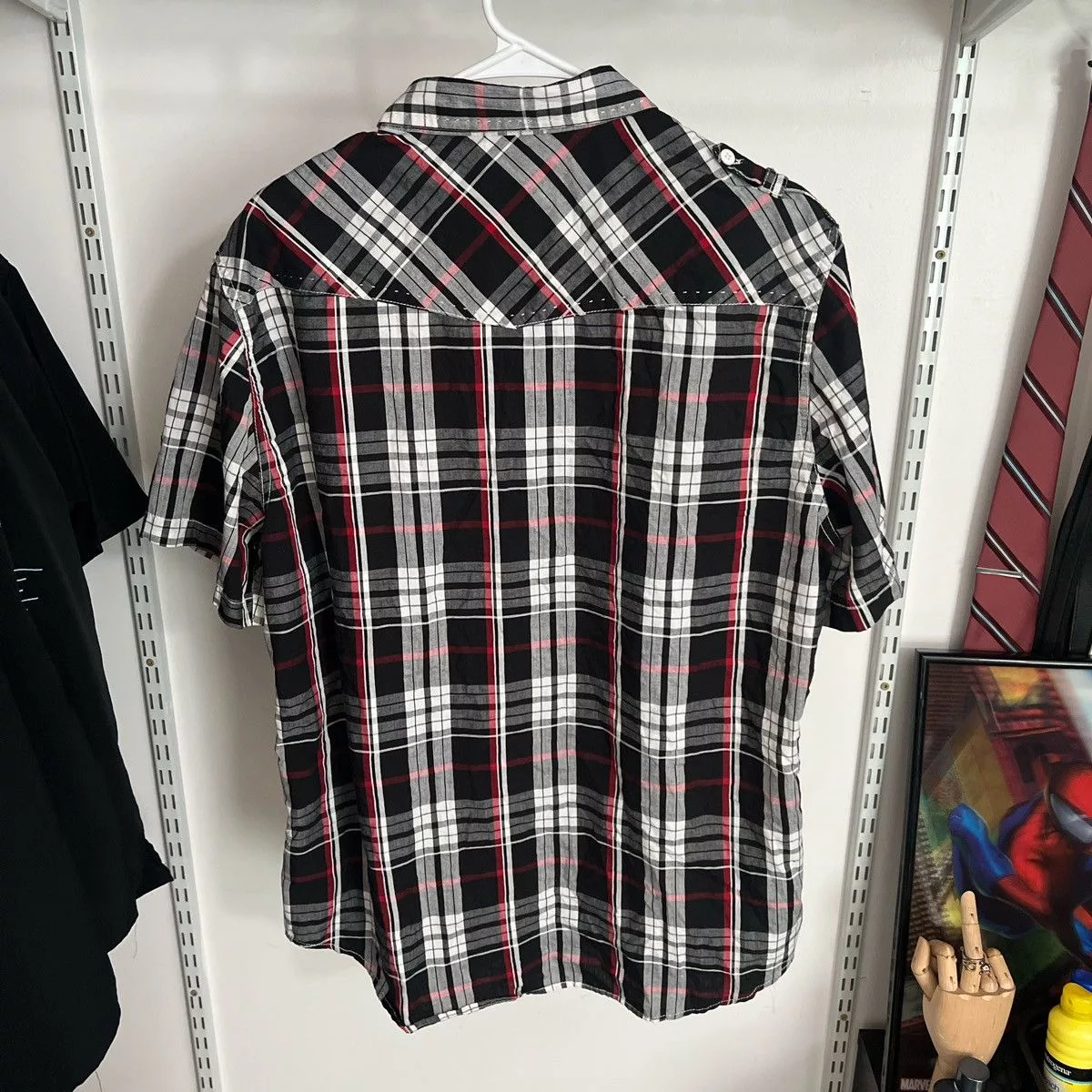 Other Shirts Button Ups Other y2k Plaid Machine Custom Co. Button Up Shortsleeve Black