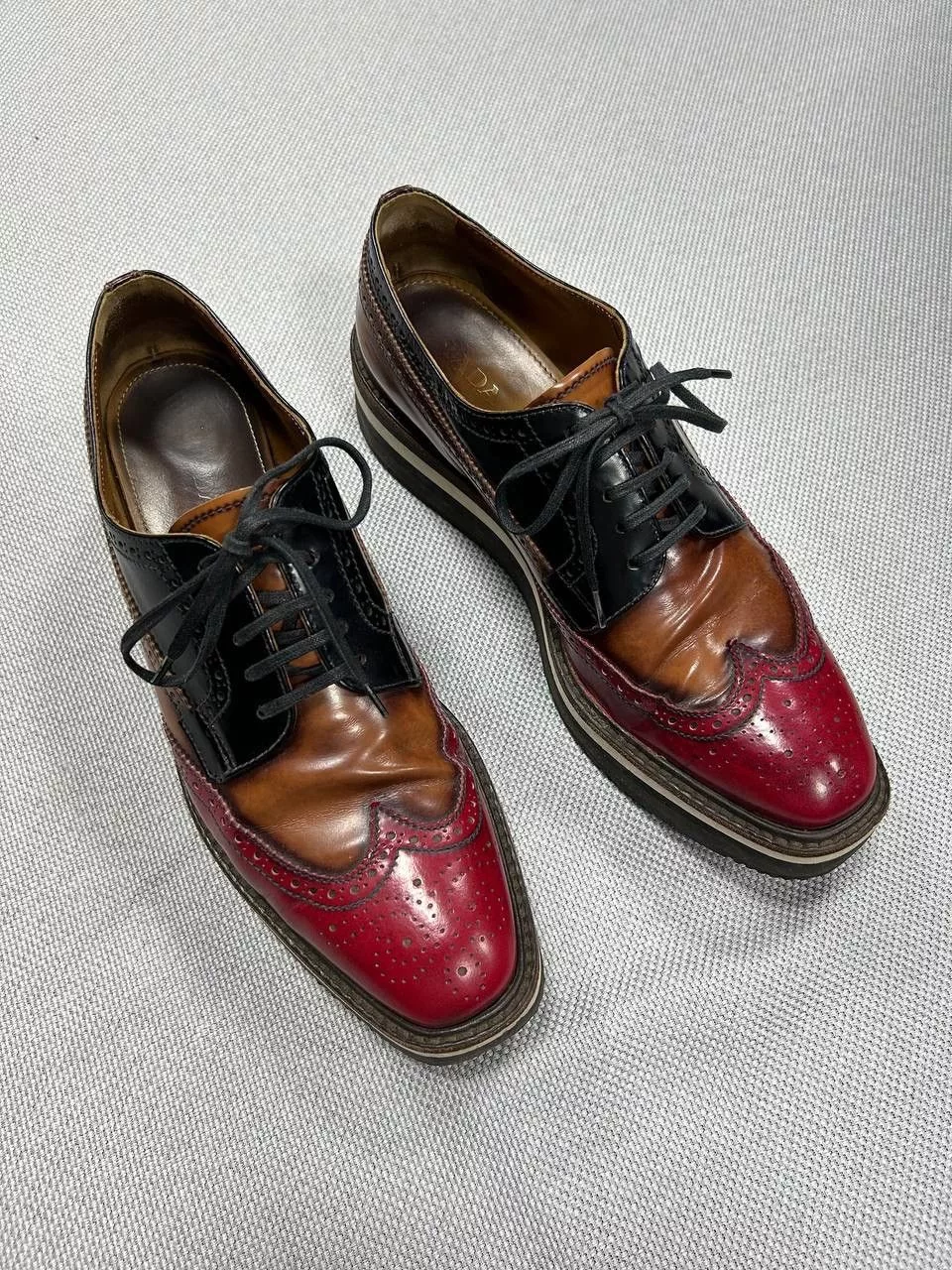 Prada Casual Leather Shoes Prada Platform Derby Shoes Red