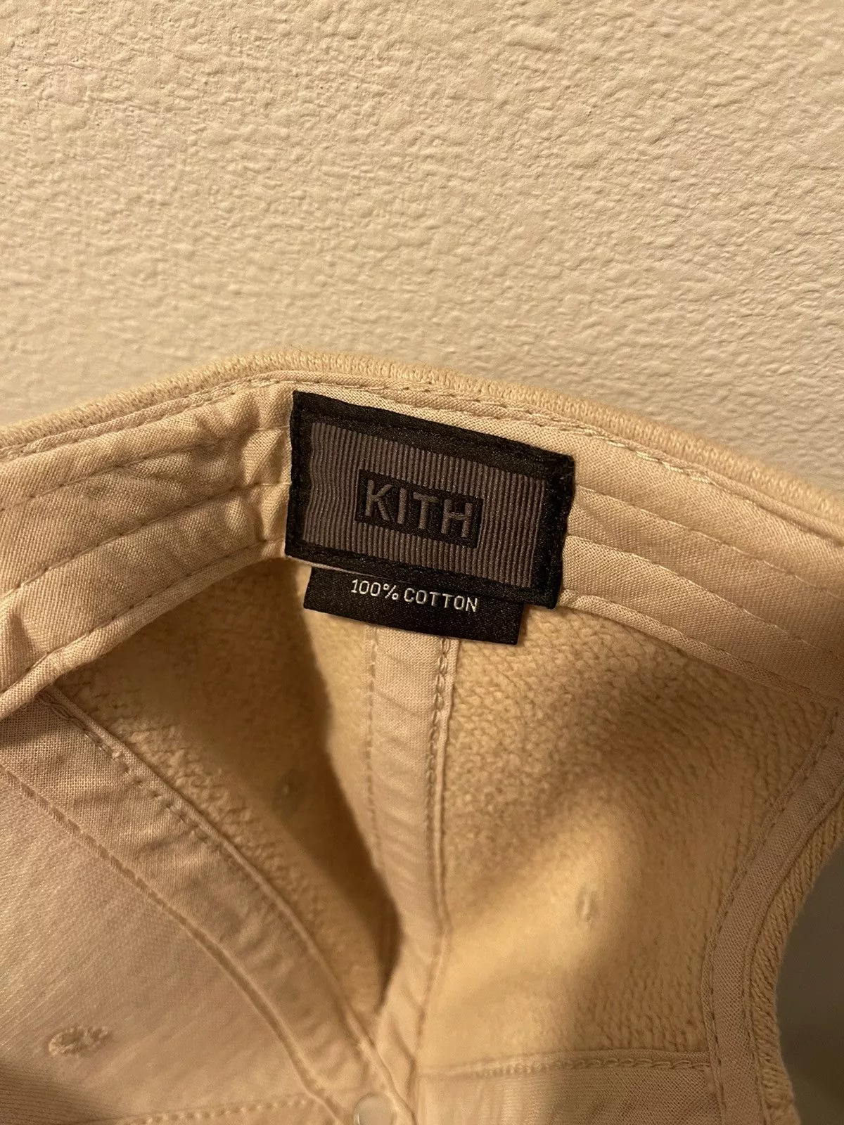 Kith Hats Kith Gold Box Logo Fleece Hat // Beige