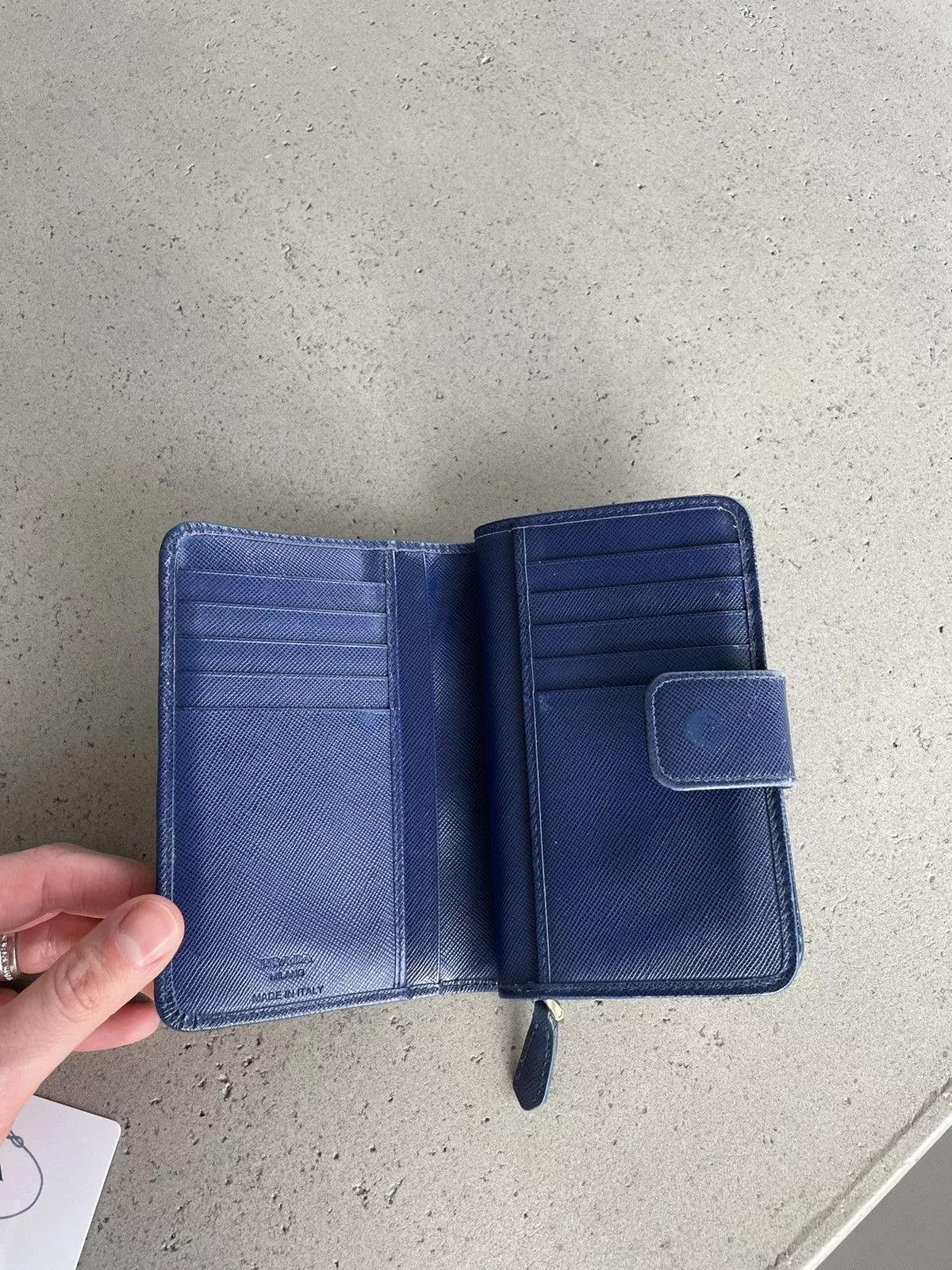 Prada Wallets Prada Saffiano Leather Bifold Wallet Blue