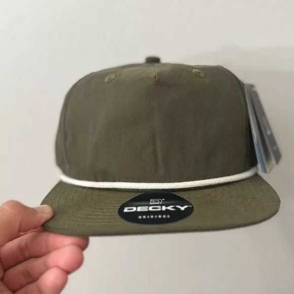 Decky Hats NWT DECKY 6032 CLASSIC OLIVE/WHITE 5 PANEL ROPE HAT Green