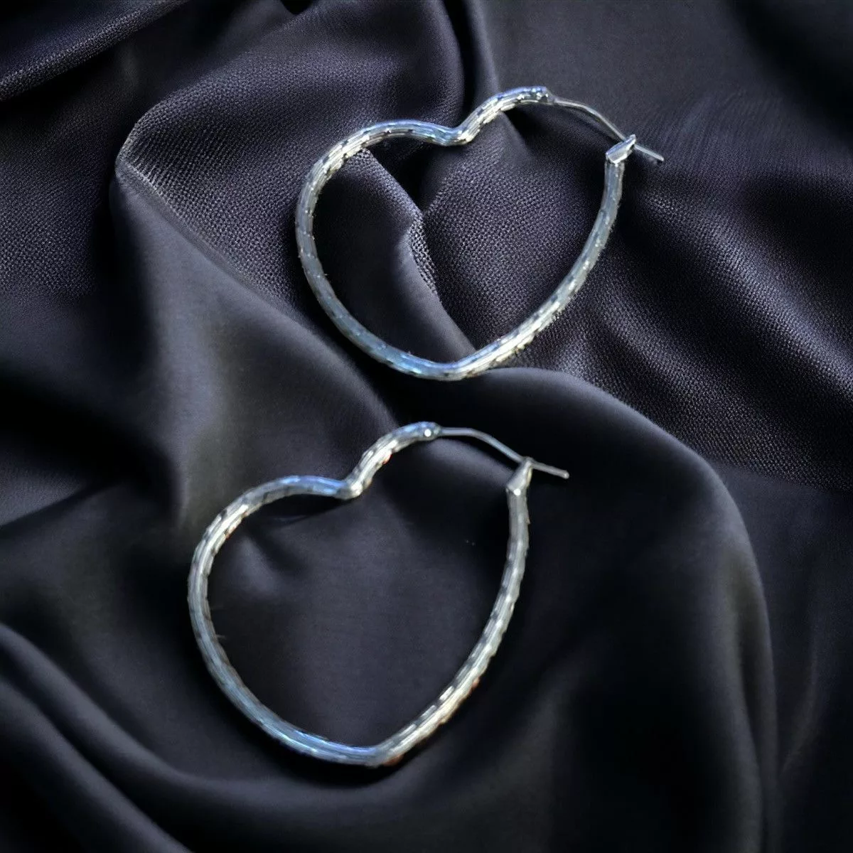 Other Earrings Other Silver tone heart shaped hoop earrings