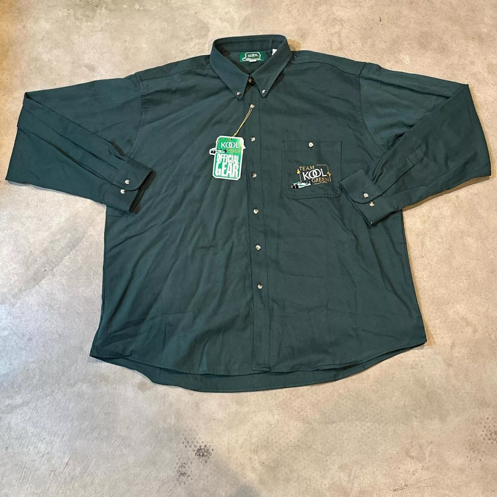 Camel Shirts Button Ups Camel 90s Team Kool Green Cigarette Racing Button Down Shirt