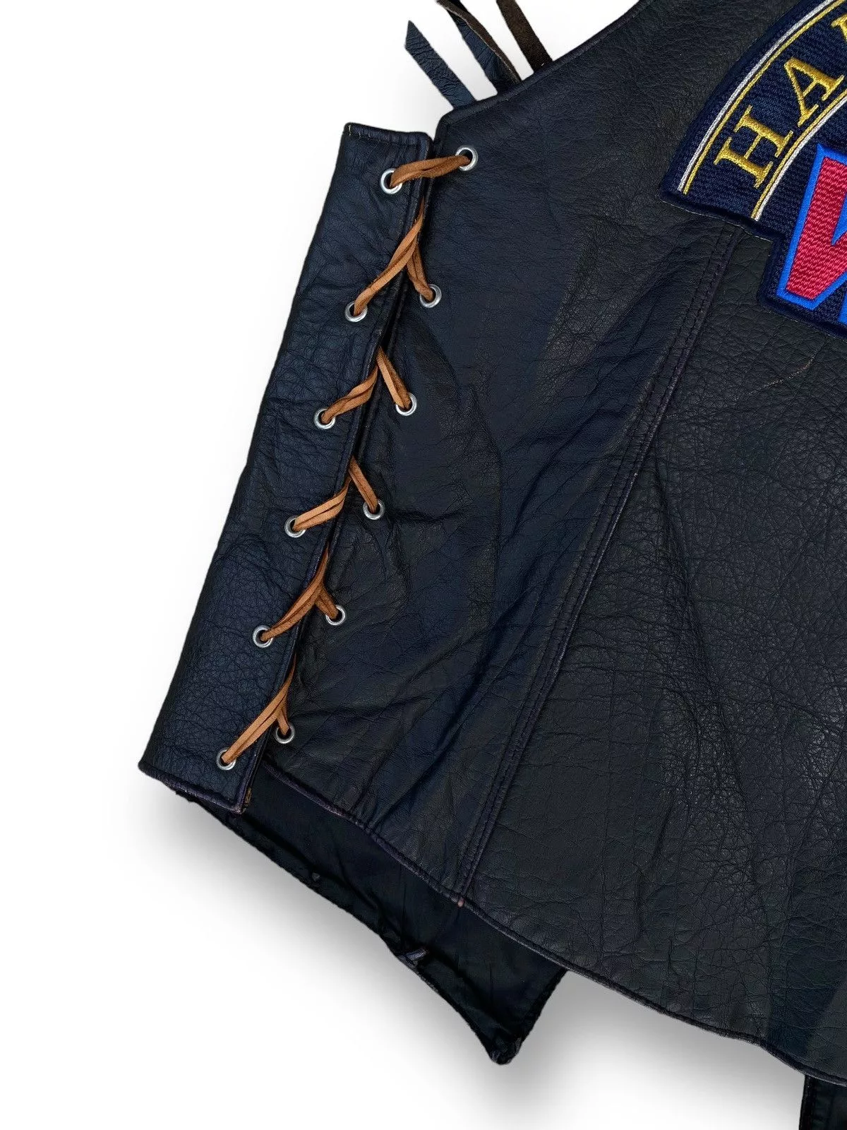 Harley Davidson Vests Harley Davidson × Leather × West Coast Choppers Vintage Bull Leather Biker Vest. #D1 Black