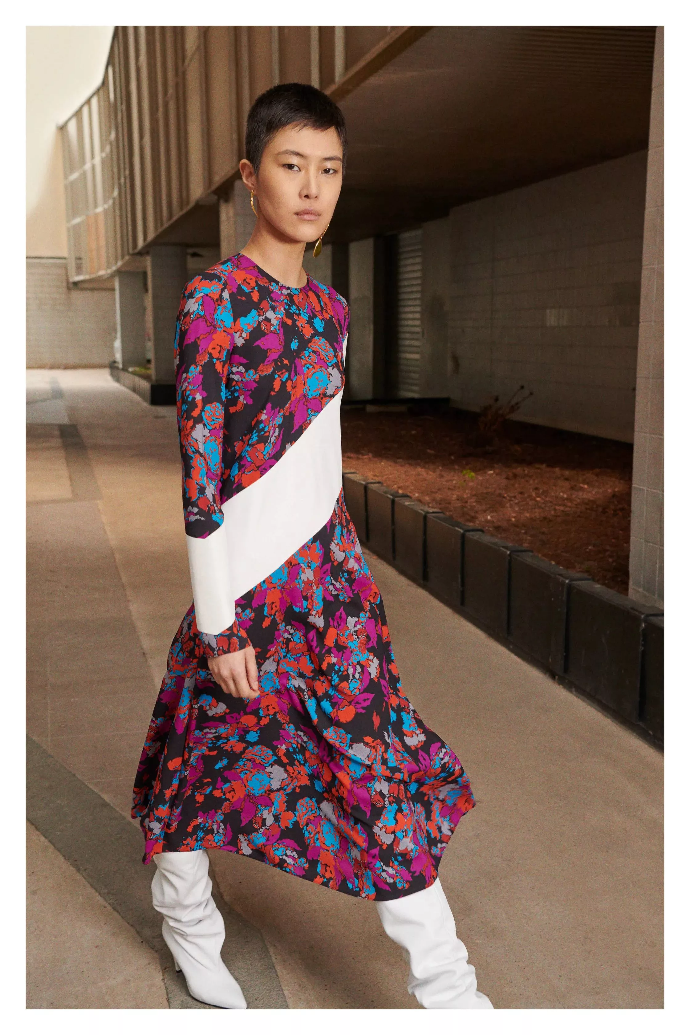 Givenchy Mini Dresses GIVENCHY One Shoulder Floral Dress, 100% Silk Multi