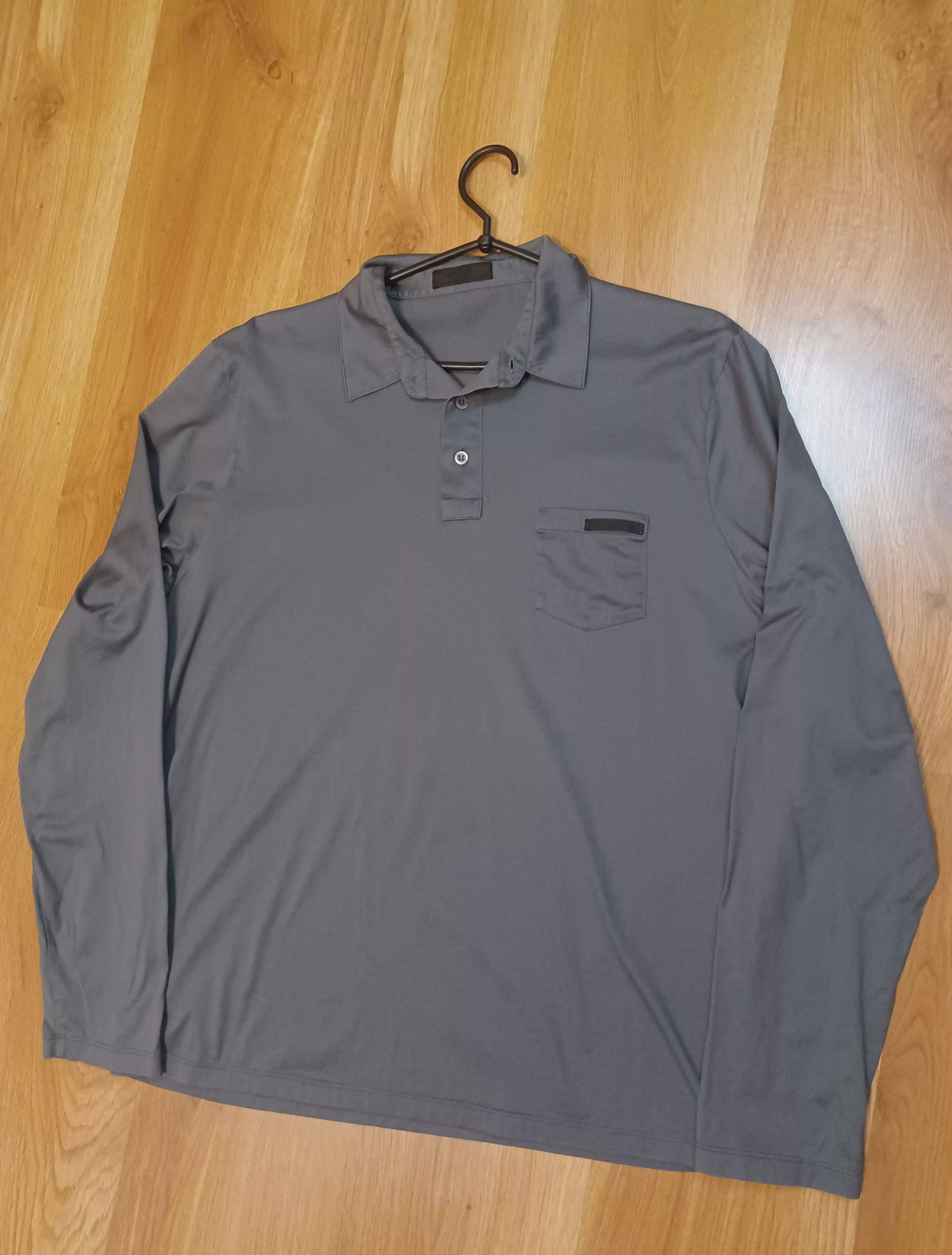 Prada Polos Prada XL Long-sleeve Polo Shirt Logo Gray
