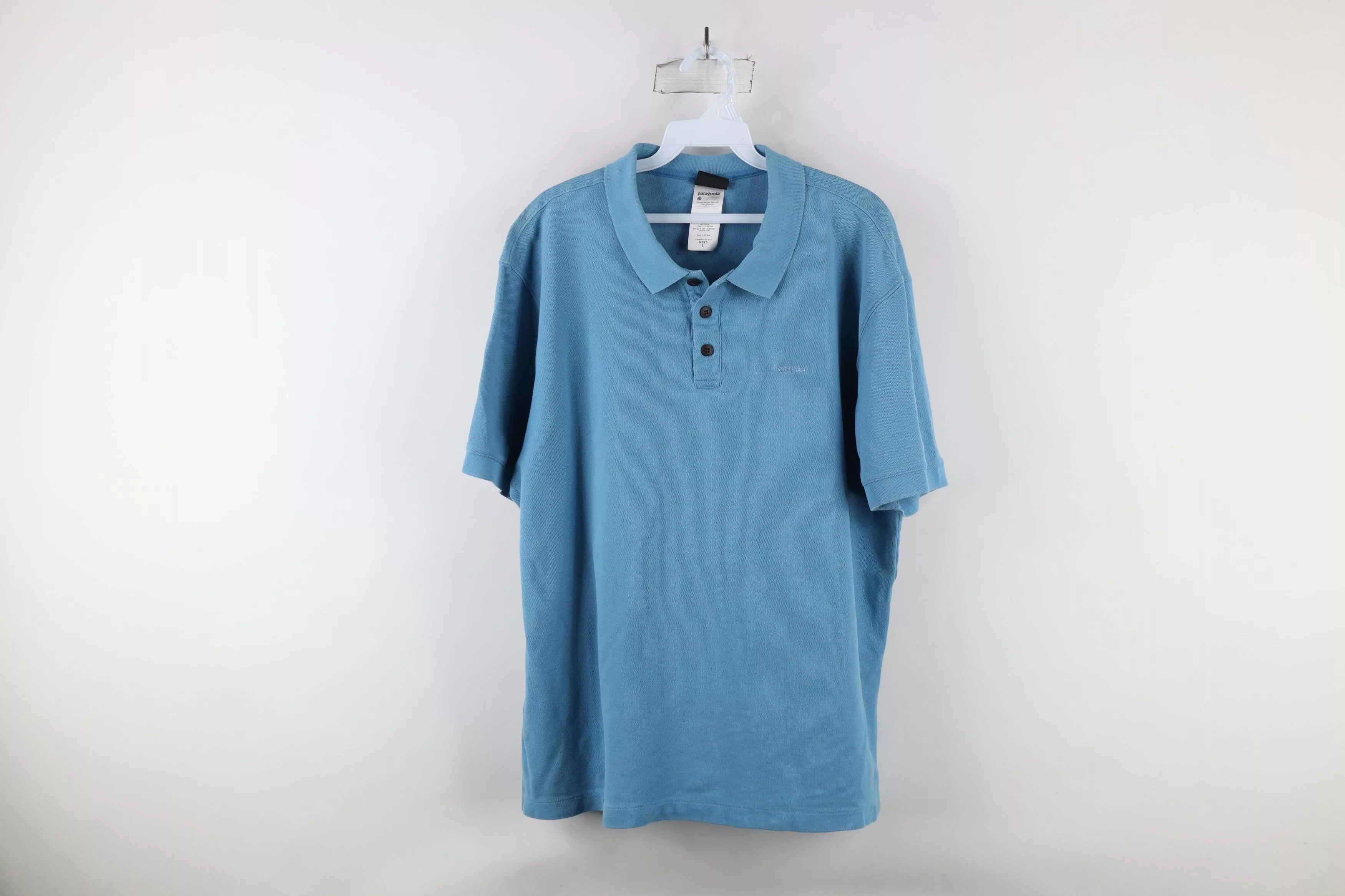 Patagonia Polos Patagonia × Vintage Vintage Patagonia Spell Out Cotton Knit Golf Polo Shirt Blue