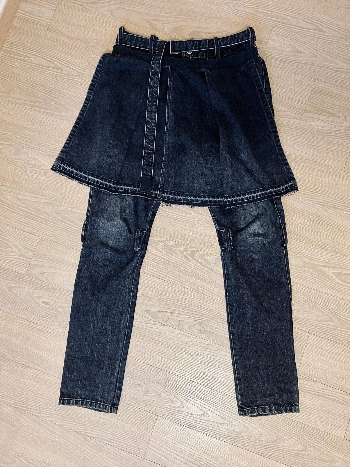 Sacai Denim Sacai Distressed Stonewashed Denim Jeans Black