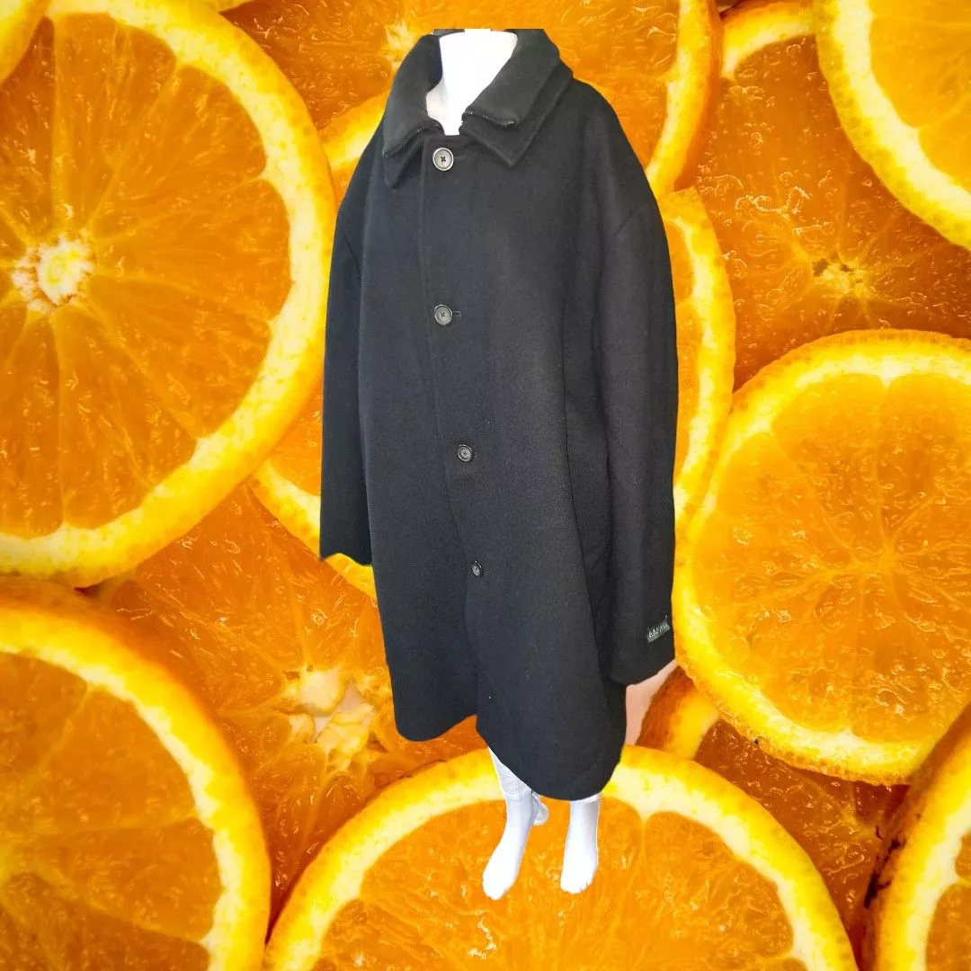 Lauren Ralph Lauren Light Jackets Lauren Ralph Lauren Black Wool Blend Zip Overcoat Size 54L