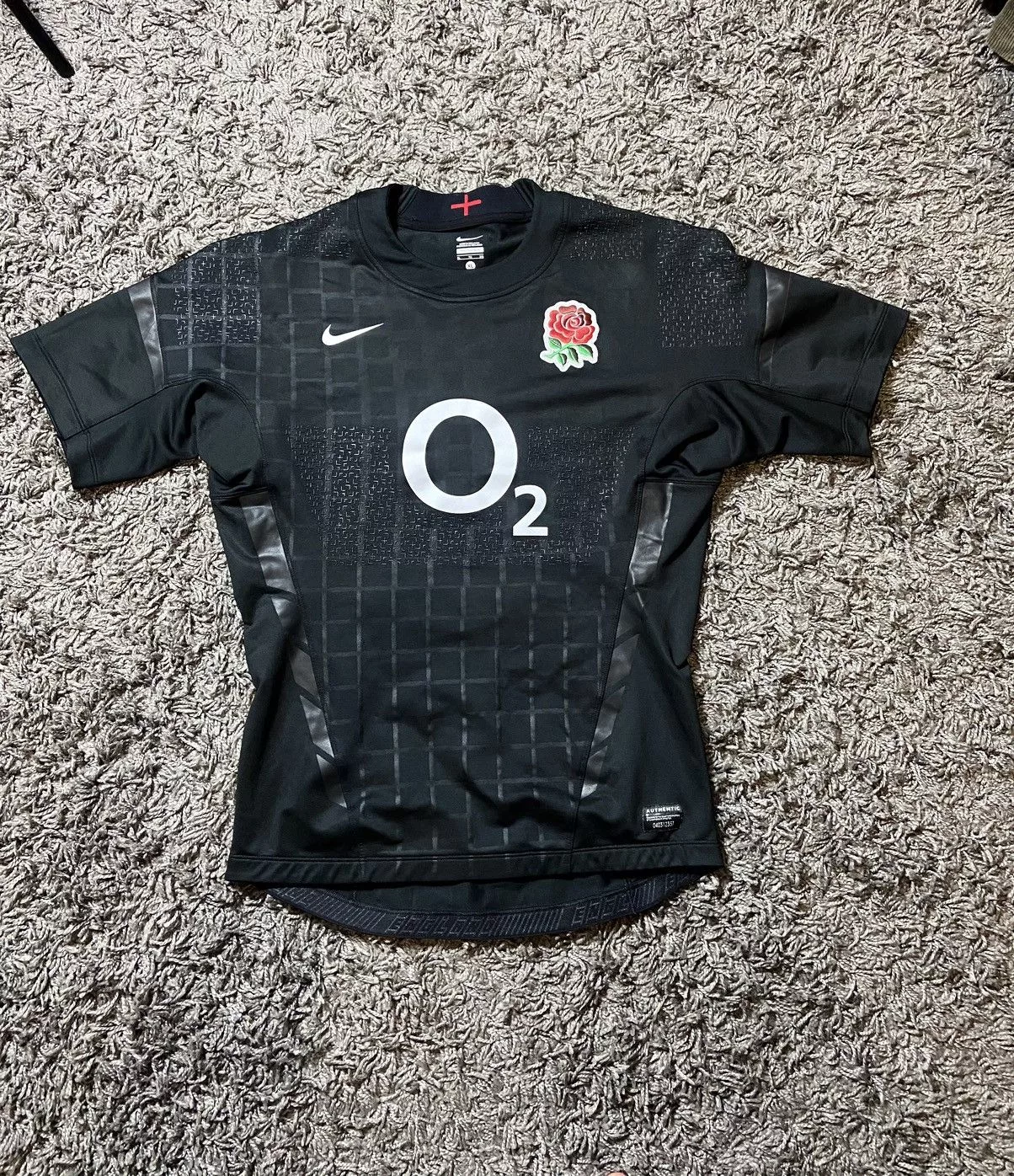 Nike Jerseys Nike × Vintage NIKE REGBY ENGLAND PLAYER ISSUE MATCH PLAYER VERSION JERSEY Black