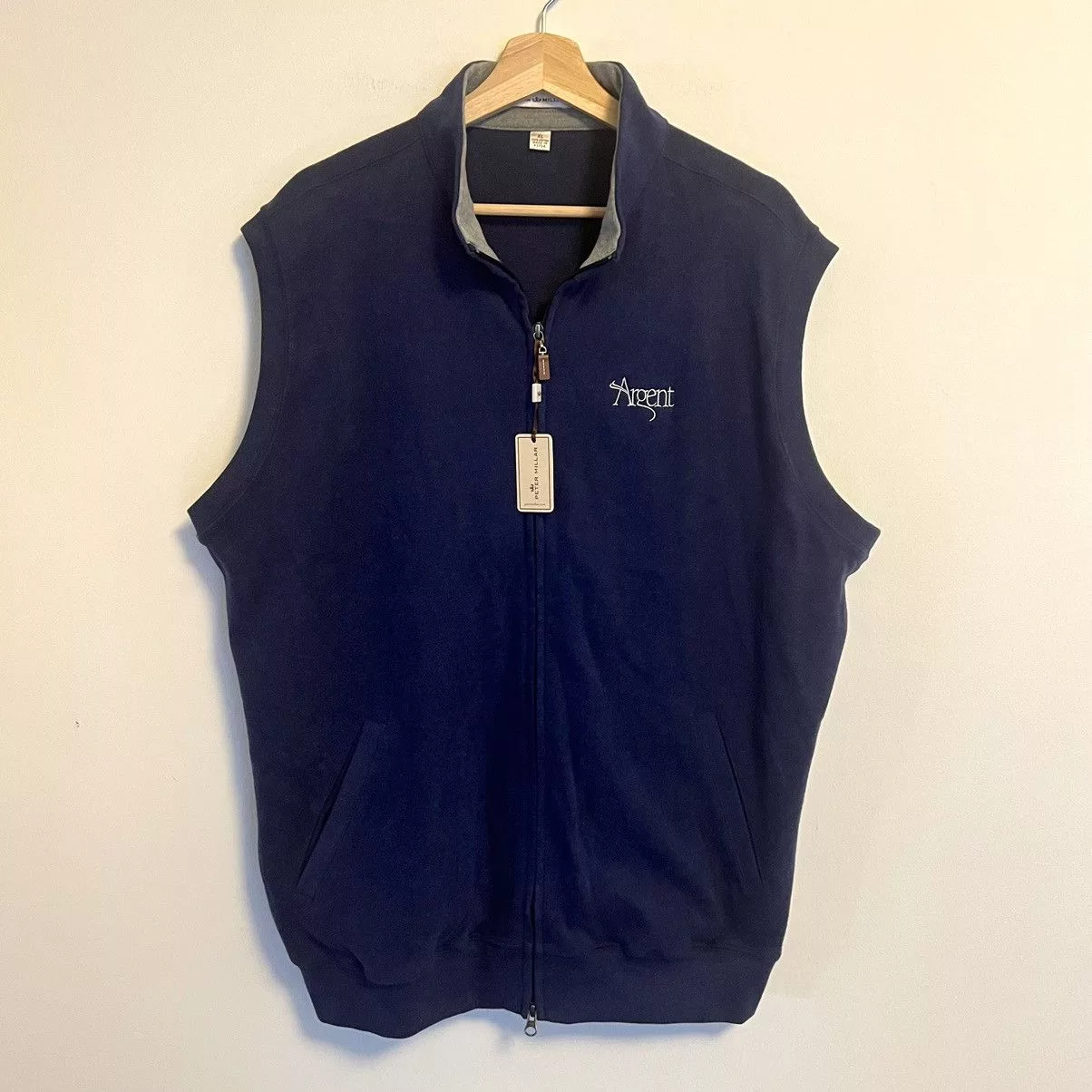 Peter Millar Vests Peter Millar 100% Cotton Full Zip Patriot Navy Logo Vest Blue