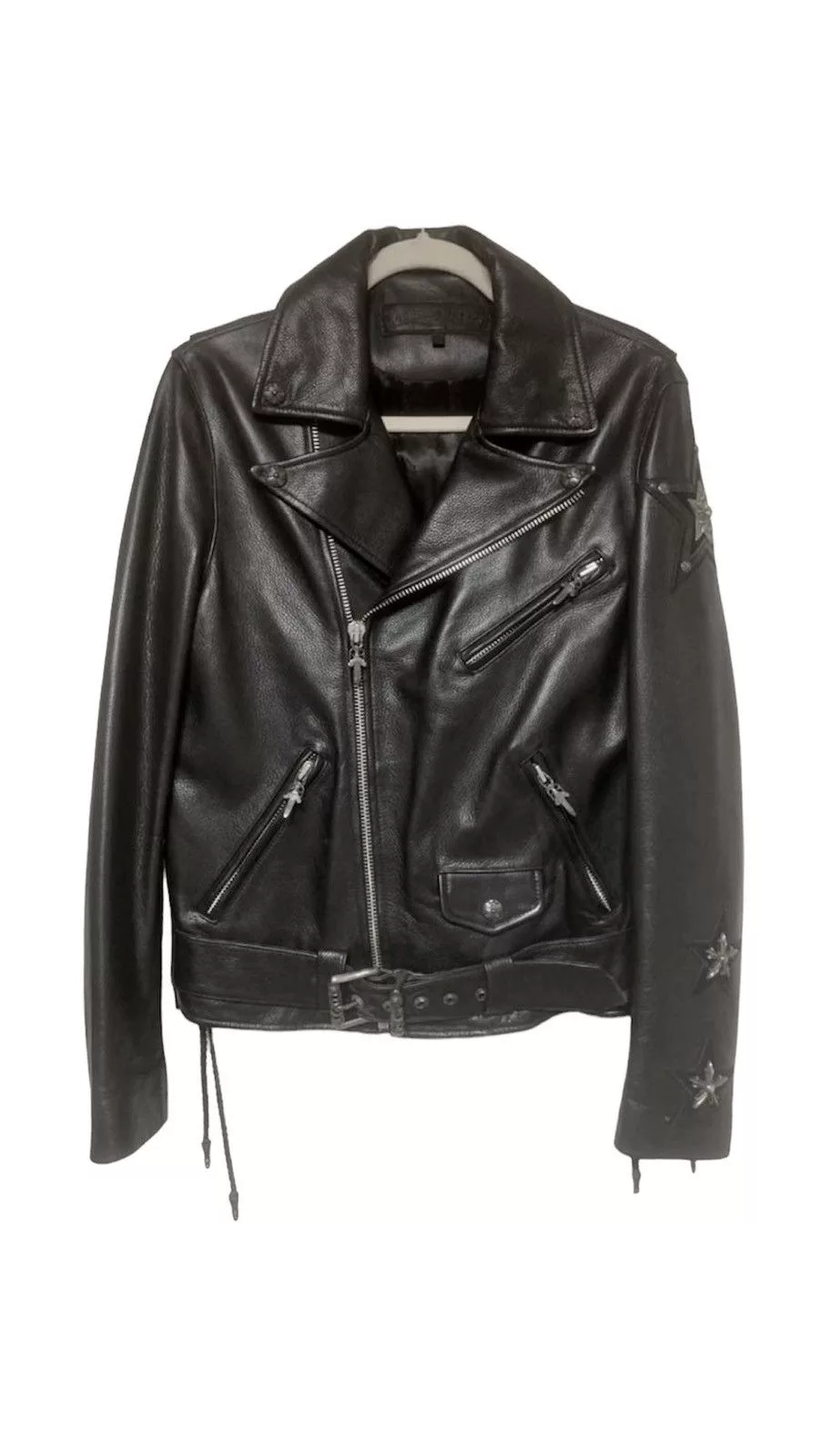 Chrome Hearts Leather Jackets Rare Chrome Hearts JJ Dean 3STAR Dagger Zip Leather Jacket Black