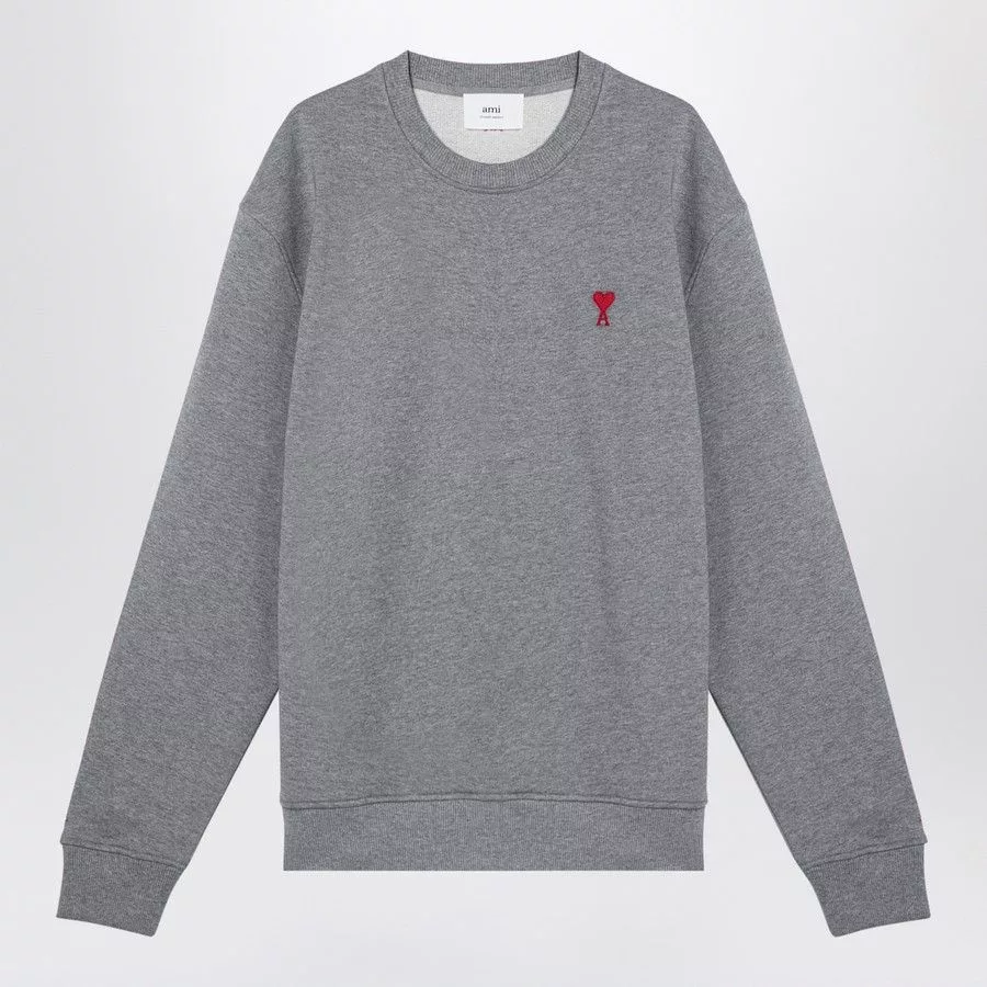 AMI Sweaters AMI o1d2blof0724 Crew-neck Sweatshirt in Grey Gray