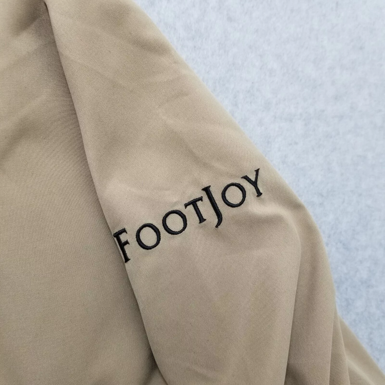 Footjoy Light Jackets FootJoy Windbreaker Jacket Men Large Embroidered Logo Golf Beige