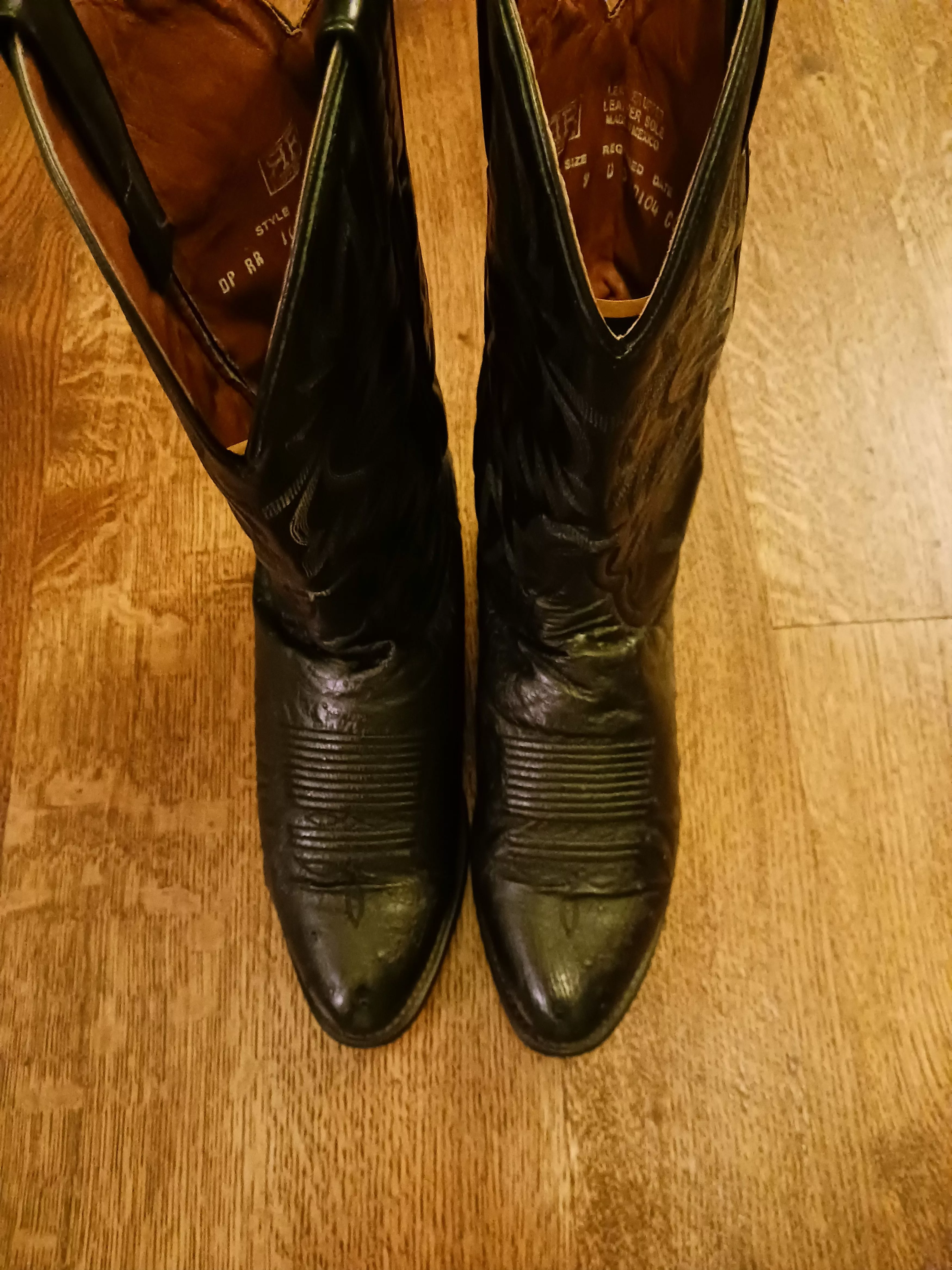 Other Boots Other Vintage Red Ranch Ostridge/Leather Western Boots Black
