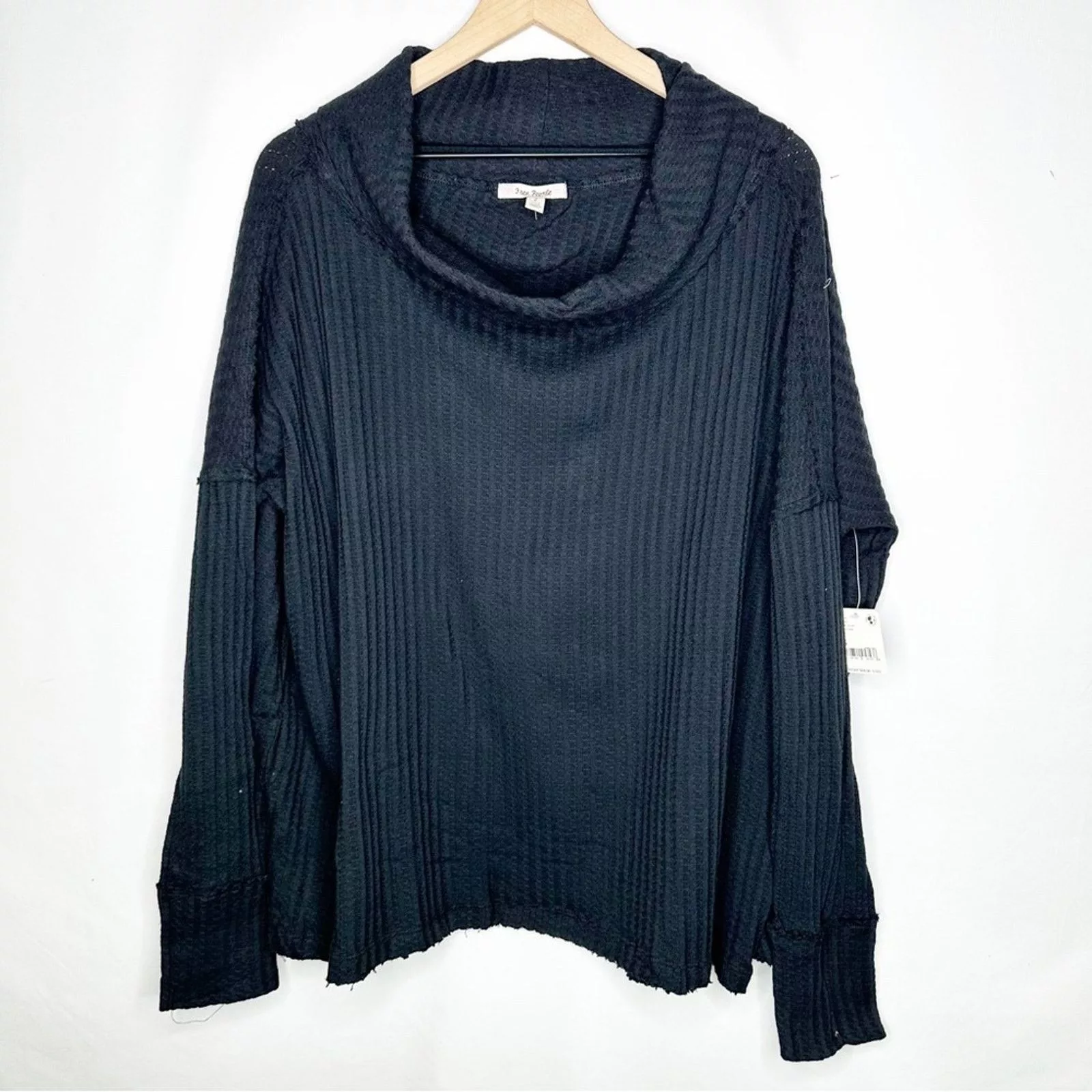 Free People Blouses FREE PEOPLE Juicy Thermal Oversized Top Black NWT Small