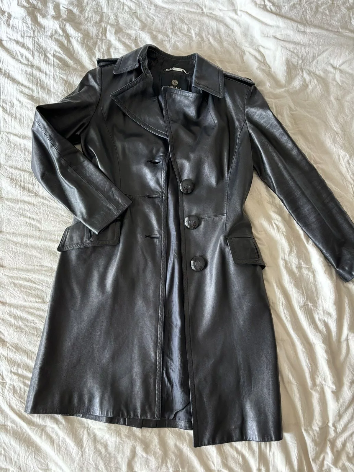 Versace Leather Jackets Versace Leather Coat in IT44 Black