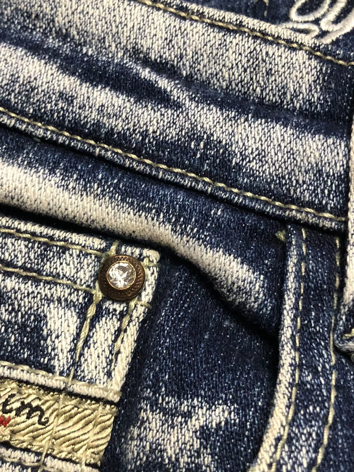 Vintage Jeans vintage y2k embroidery rave flared denim jeans Blue