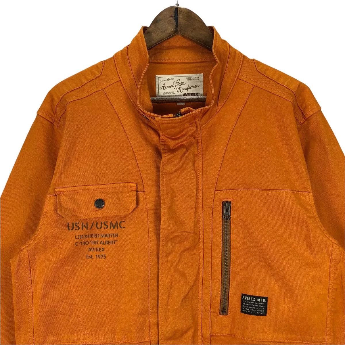 Avirex Light Jackets Avirex Lockheed Martin USN USMC Cotton Jacket Orange