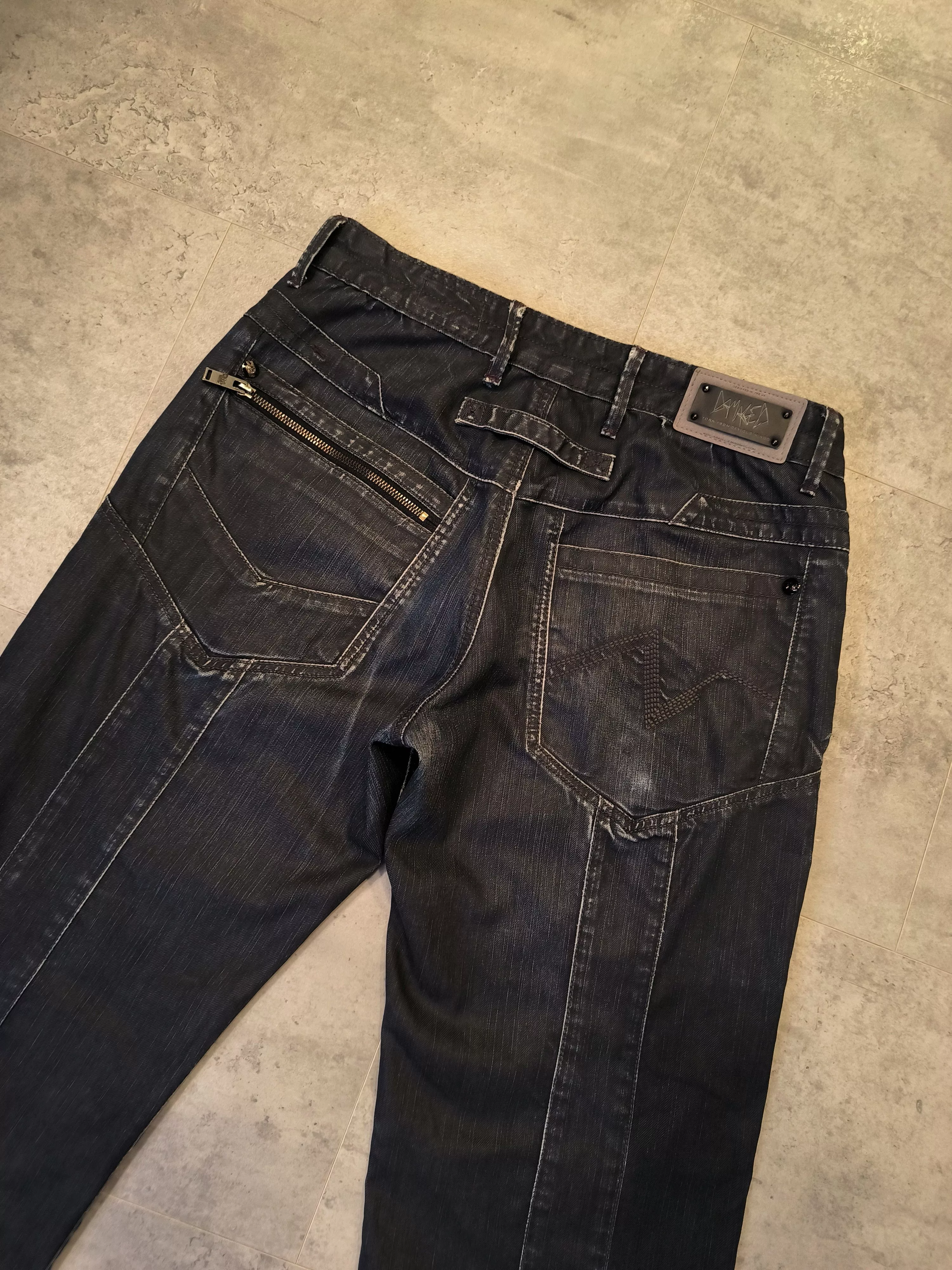 Vintage Denim Baggy Pants Damaged Blue
