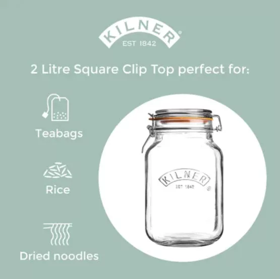 68 oz Clip Top Square Jar