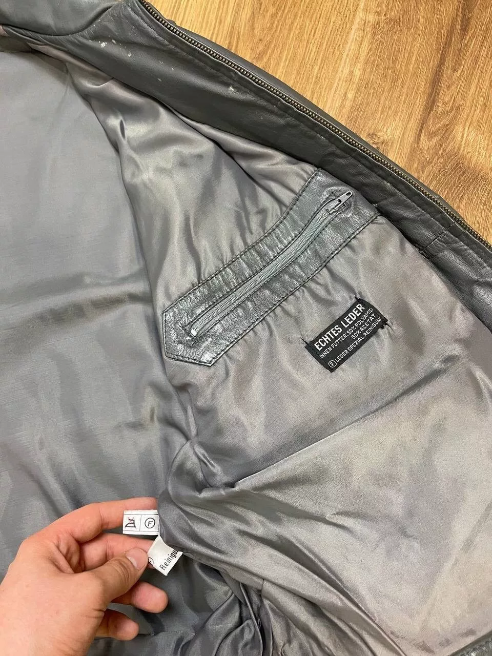 Genuine Leather Leather Jackets Genuine Leather × Vintage Vintage Y2K Aviator Top Gun Genuine Leather Jacket Bomber Gray