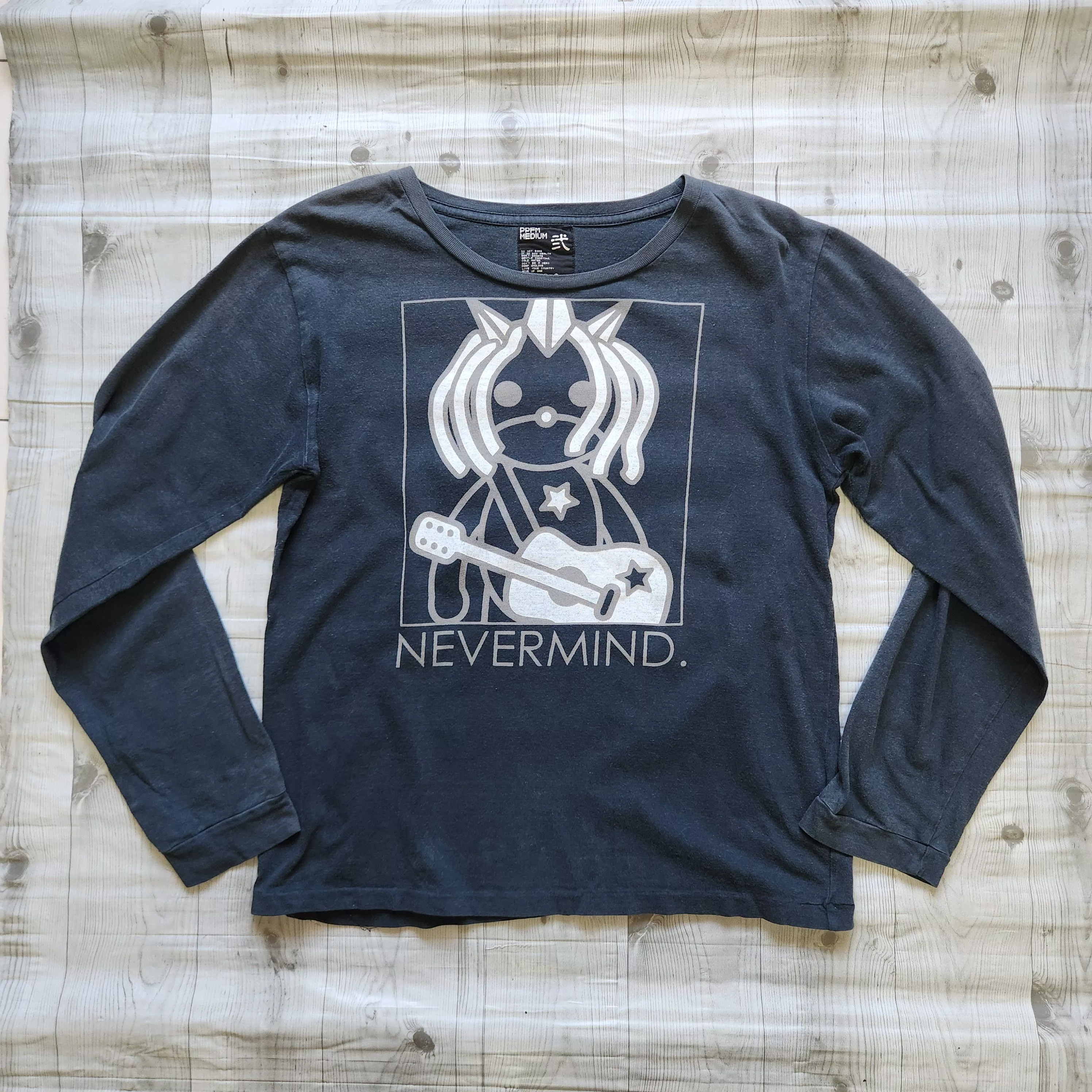 Nirvana Long Sleeve T Shirts Nirvana × PPFM Vintage Kurt Cobain X PPFM Nevermind Long Sleeves Black
