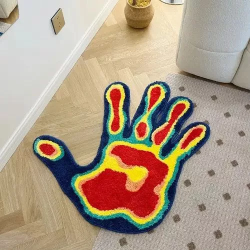 Handmade Miscellaneous Handmade Fluffy Palm Rug Tufted Carpet Multi