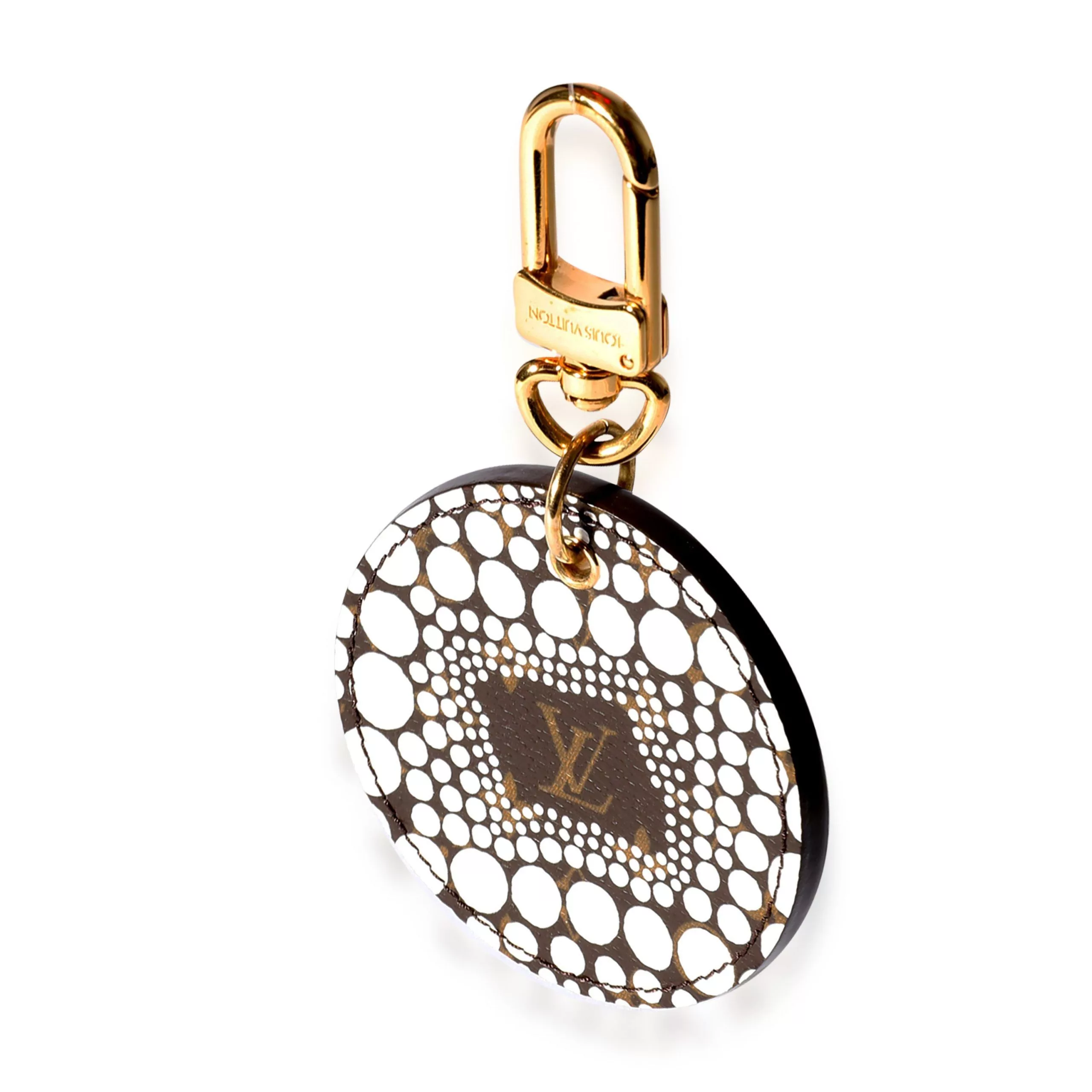 Louis Vuitton Rings Louis Vuitton x Yayoi Kusama White Infinity Dots Monogram Canvas Bag Charm Gold