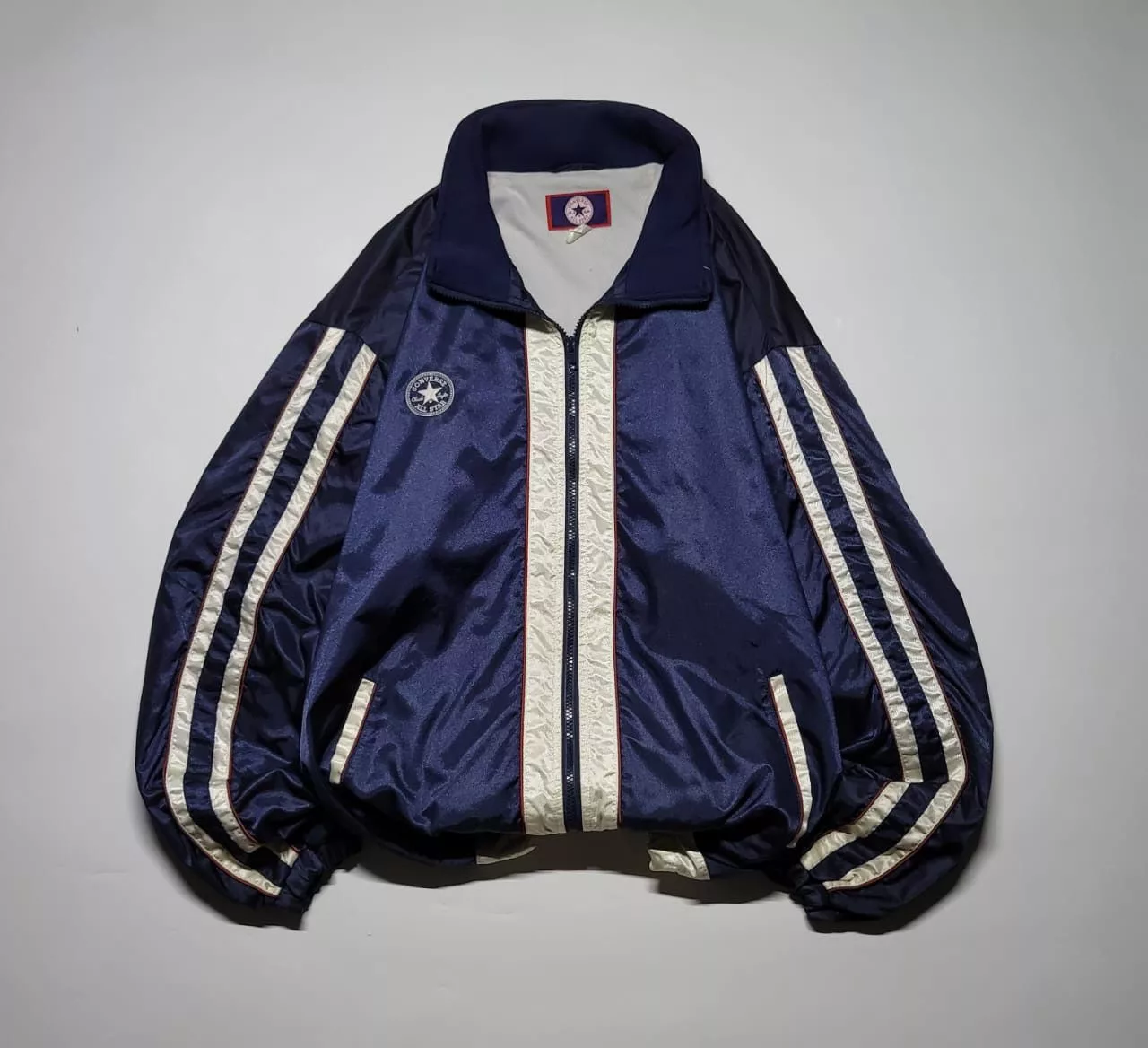 Converse Light Jackets Converse × Vintage Converse navy metallic biglogo Windbreaker Jacket Blue