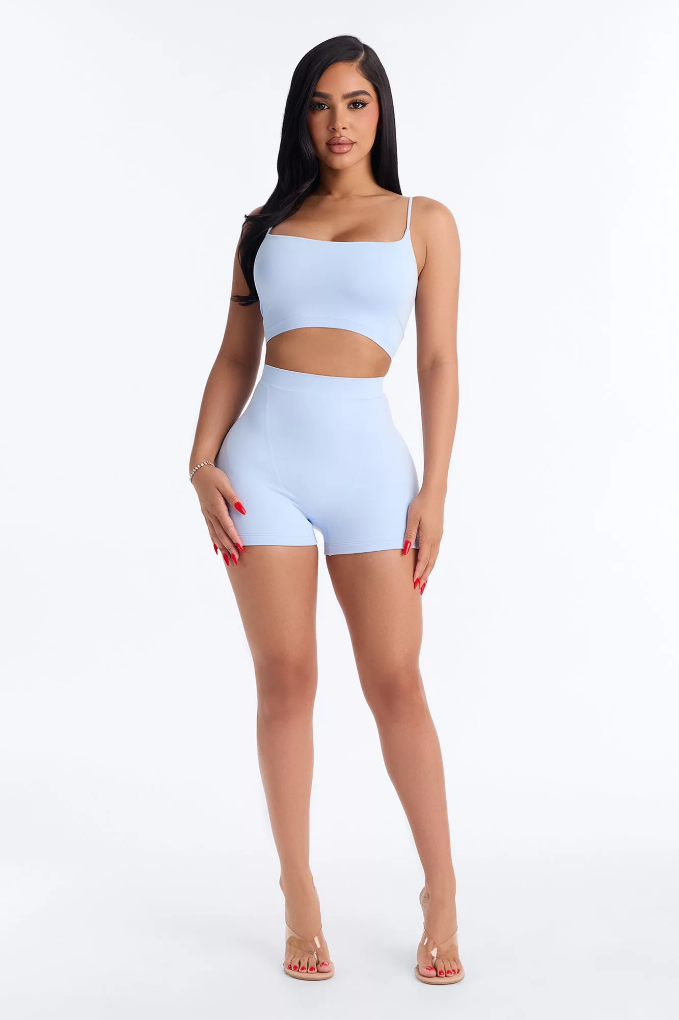 Seamless Smooth Double Lined Micro Hot Short - SkyBlue