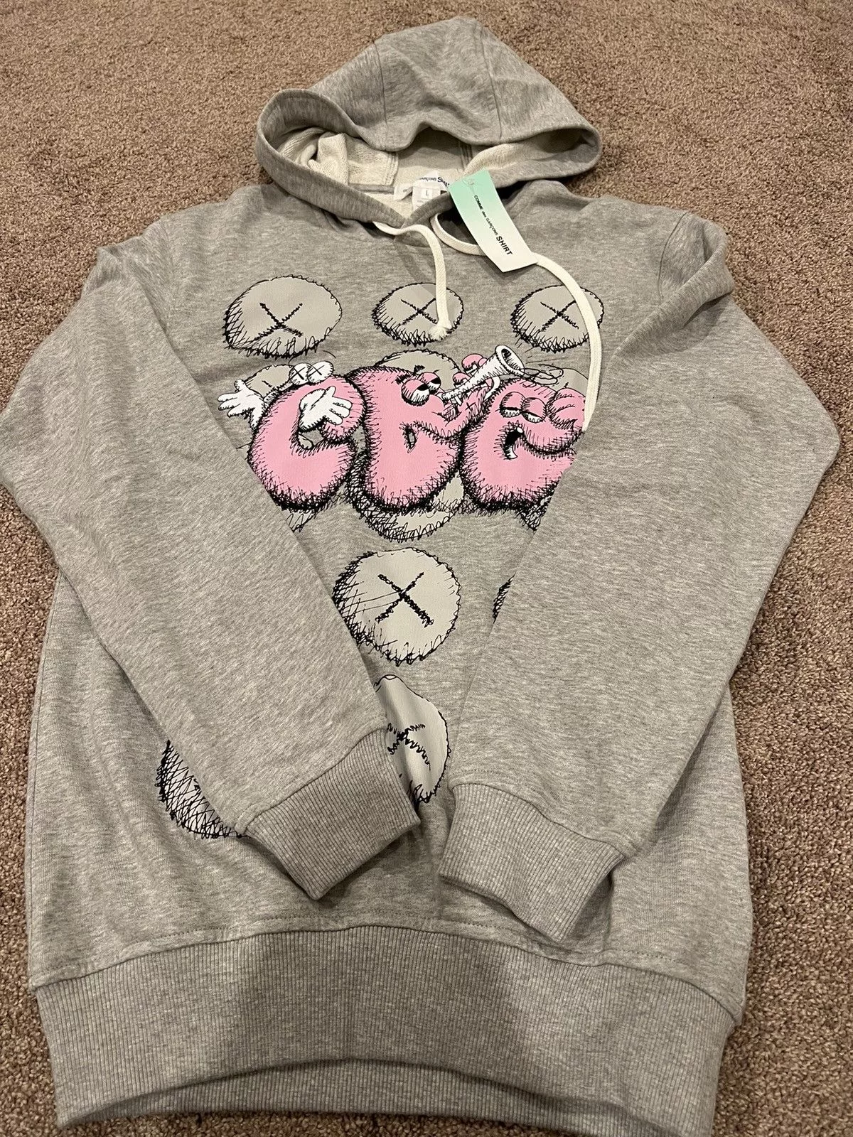 Comme des Garcons Sweatshirts Hoodies Comme des Garcons × Kaws Brand new Comme des garçons X Kaws hoodie print grey Large Gray