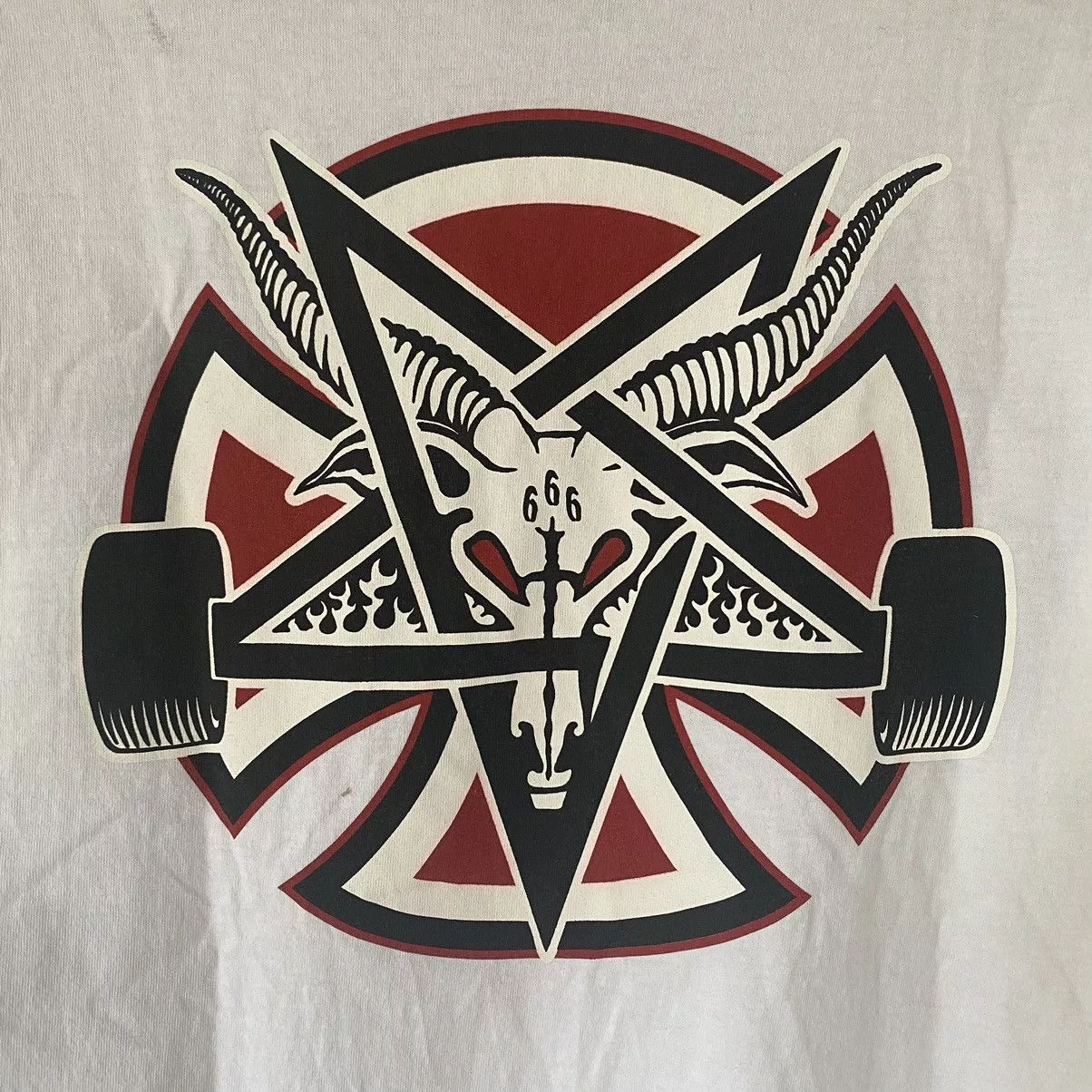 Independent Truck Co. Short Sleeve T Shirts Independent Truck Co. × Thrasher Independen Truck x Thrasher Pentagram Skategoat Cross Shirt White
