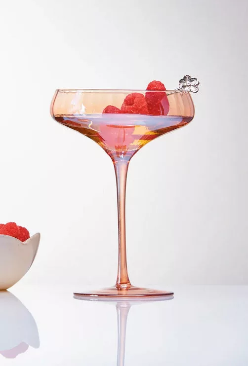 Chelsea Iridscent Optic Coupe Glass Blush