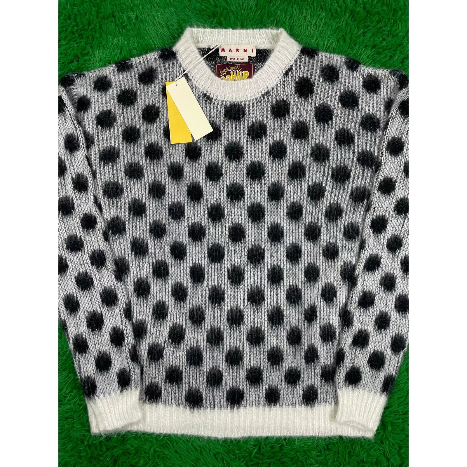 Marni Sweaters Knitwear Marni Brushed Dots Fuzzy Wuzzy Crewneck Sweater Size 60 New White