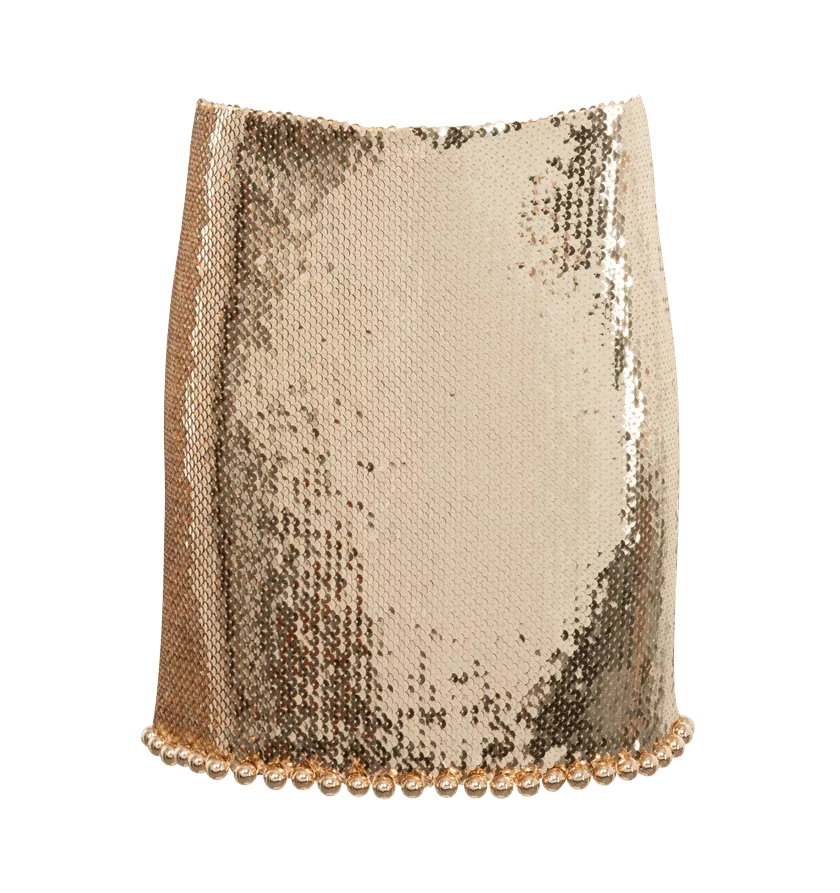Paco Rabanne Mini Skirts Paco Rabanne o1h1sh10624 Mini Skirt in New Light Gold Multi