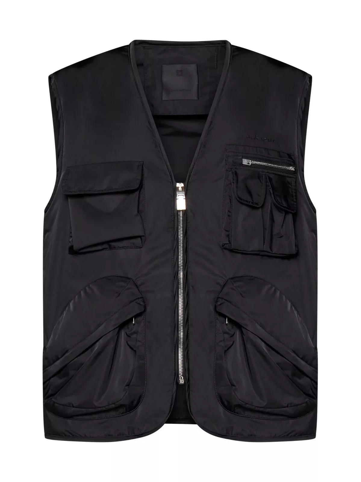 Givenchy Vests Givenchy o1srvl11e0624 Zip-Up Logo Embroidered Vest in Black