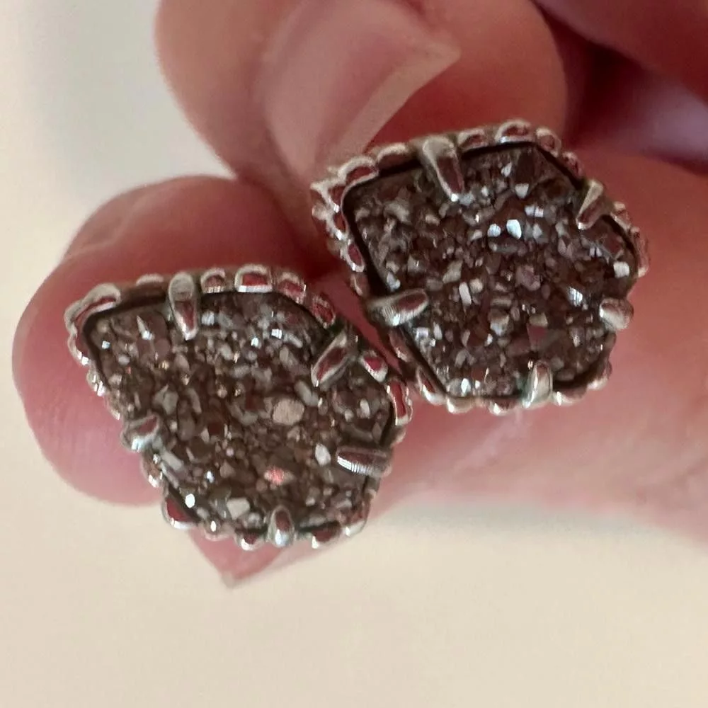 Kendra Scott Earrings Kendra Scott Tessa Platinum Drusy Silver Stud Earrings