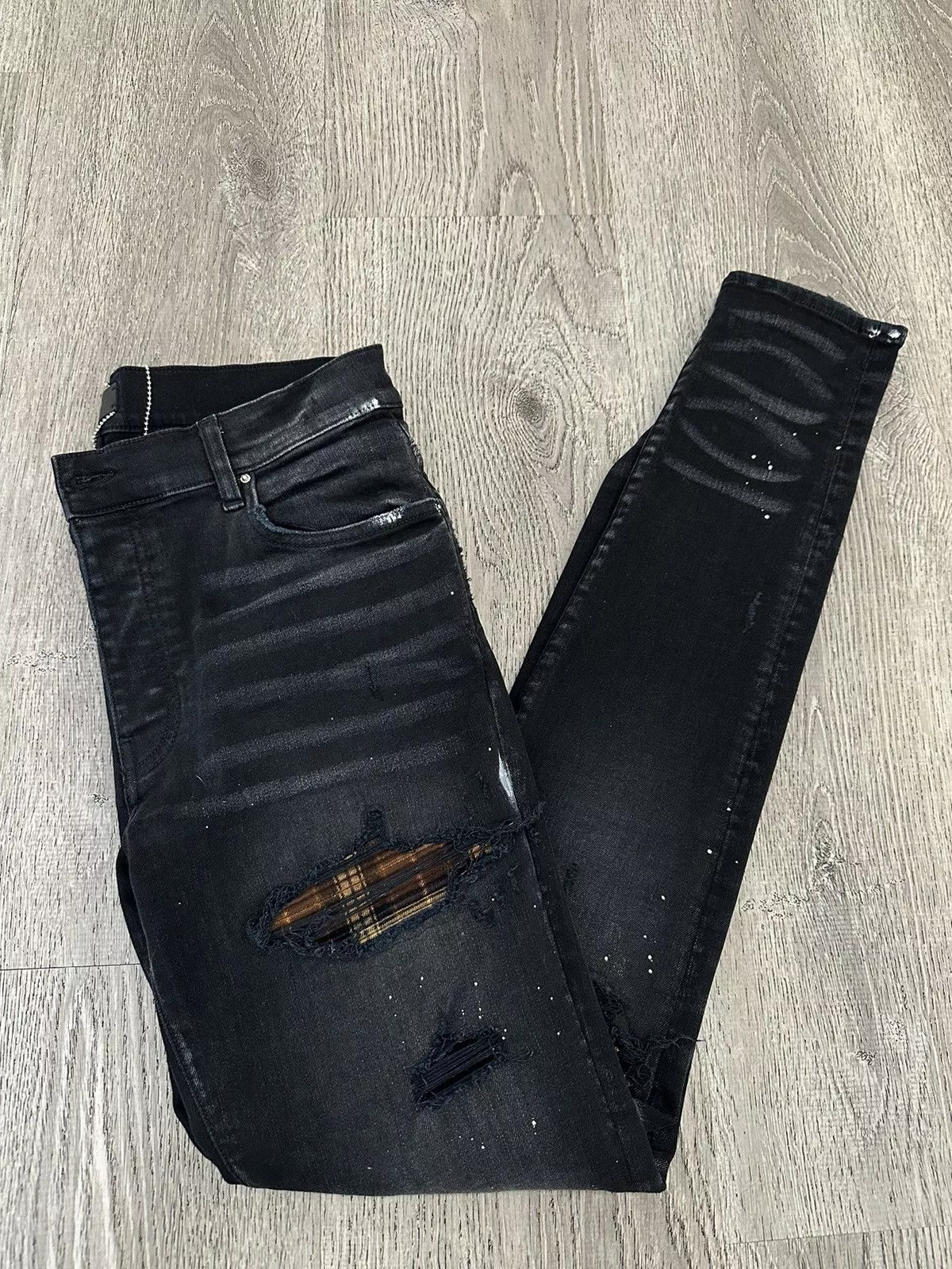 Amiri Denim Amiri MX1 Plaid Denim Aged Black