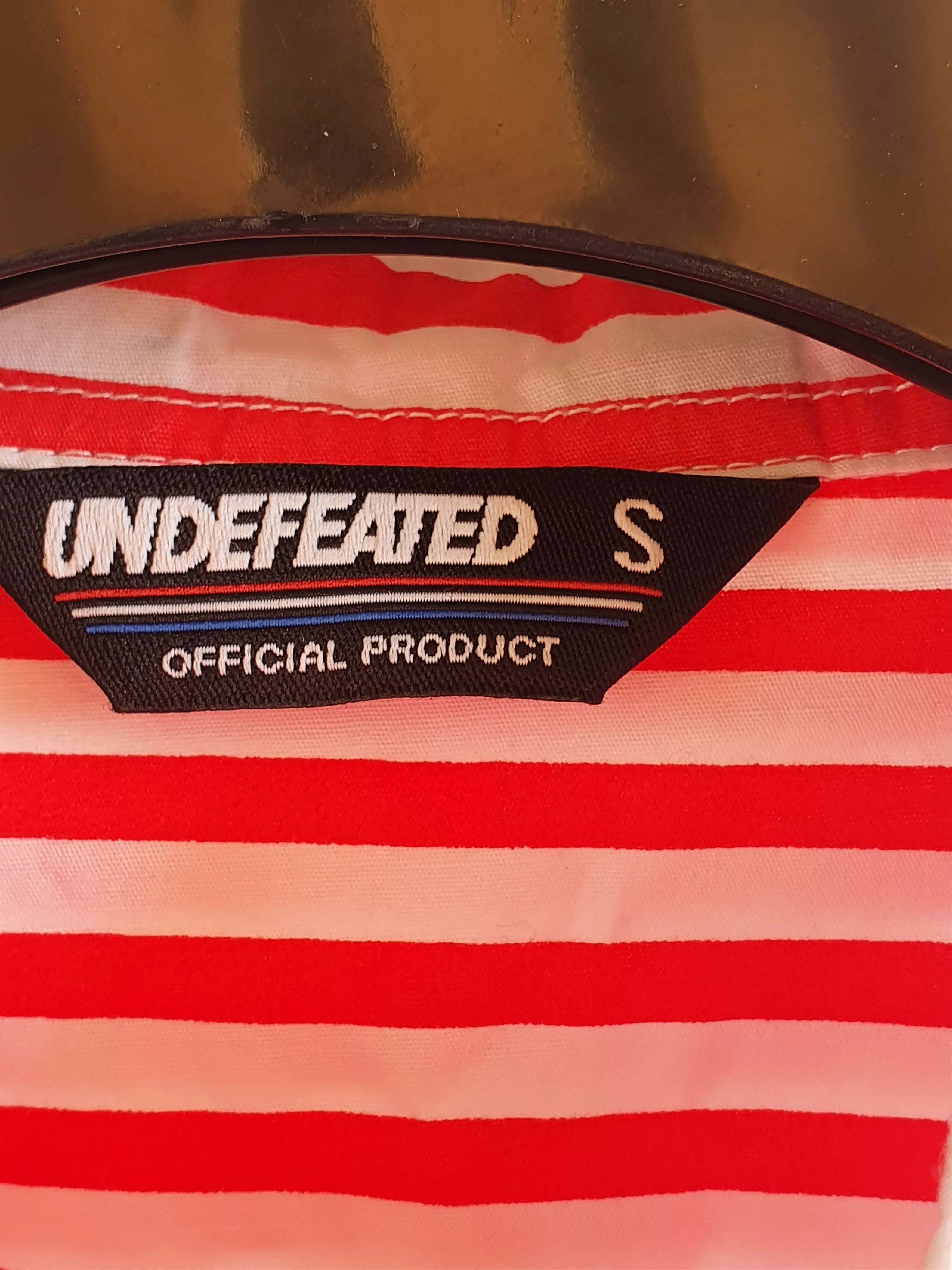 Undefeated Shirts Button Ups Undefeated Red/White striped short sleeve button up shirt,S Streetwear