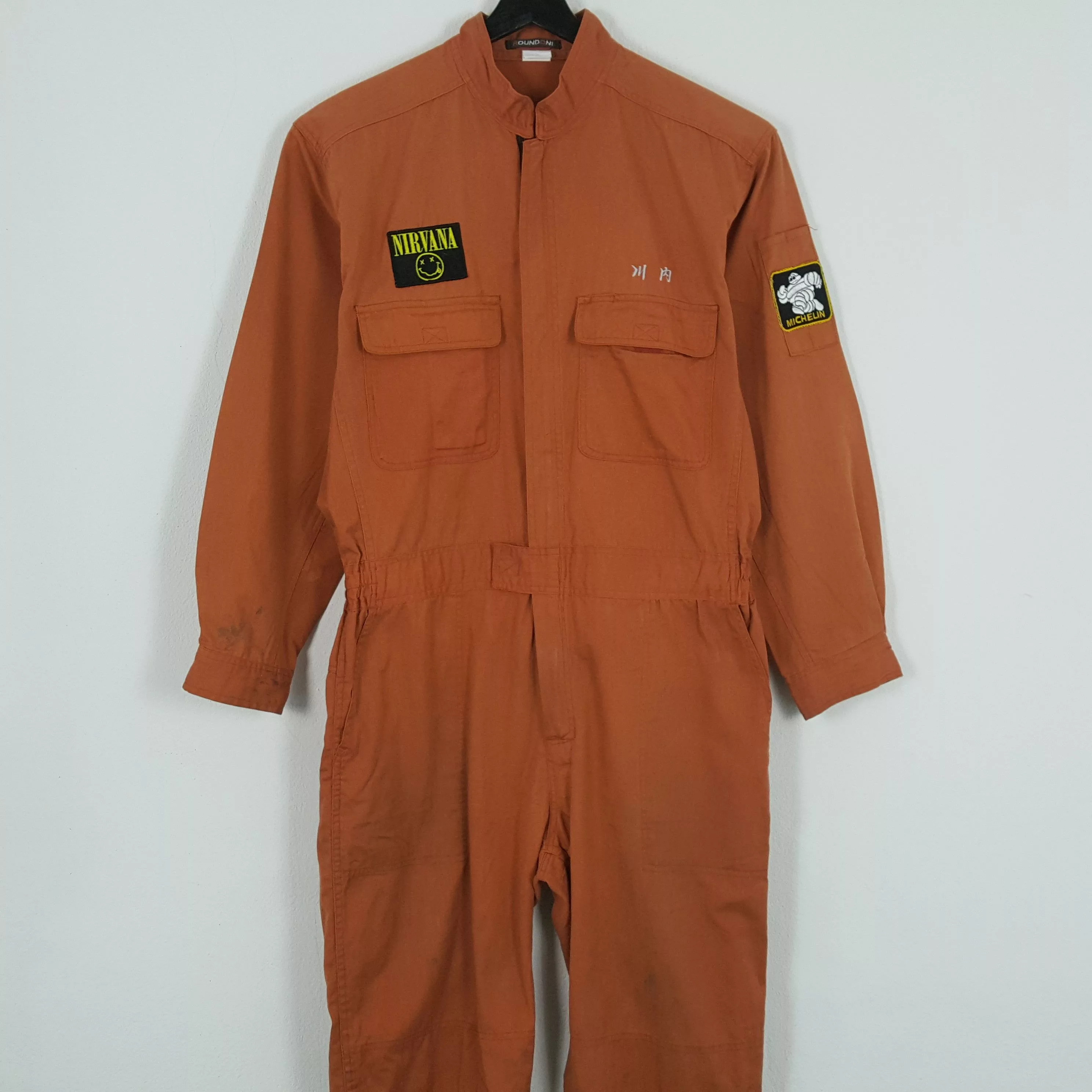 Nirvana Light Jackets Nirvana × Vintage NIRVANA MICHELIN Workwear Style Coverall Jacket Orange