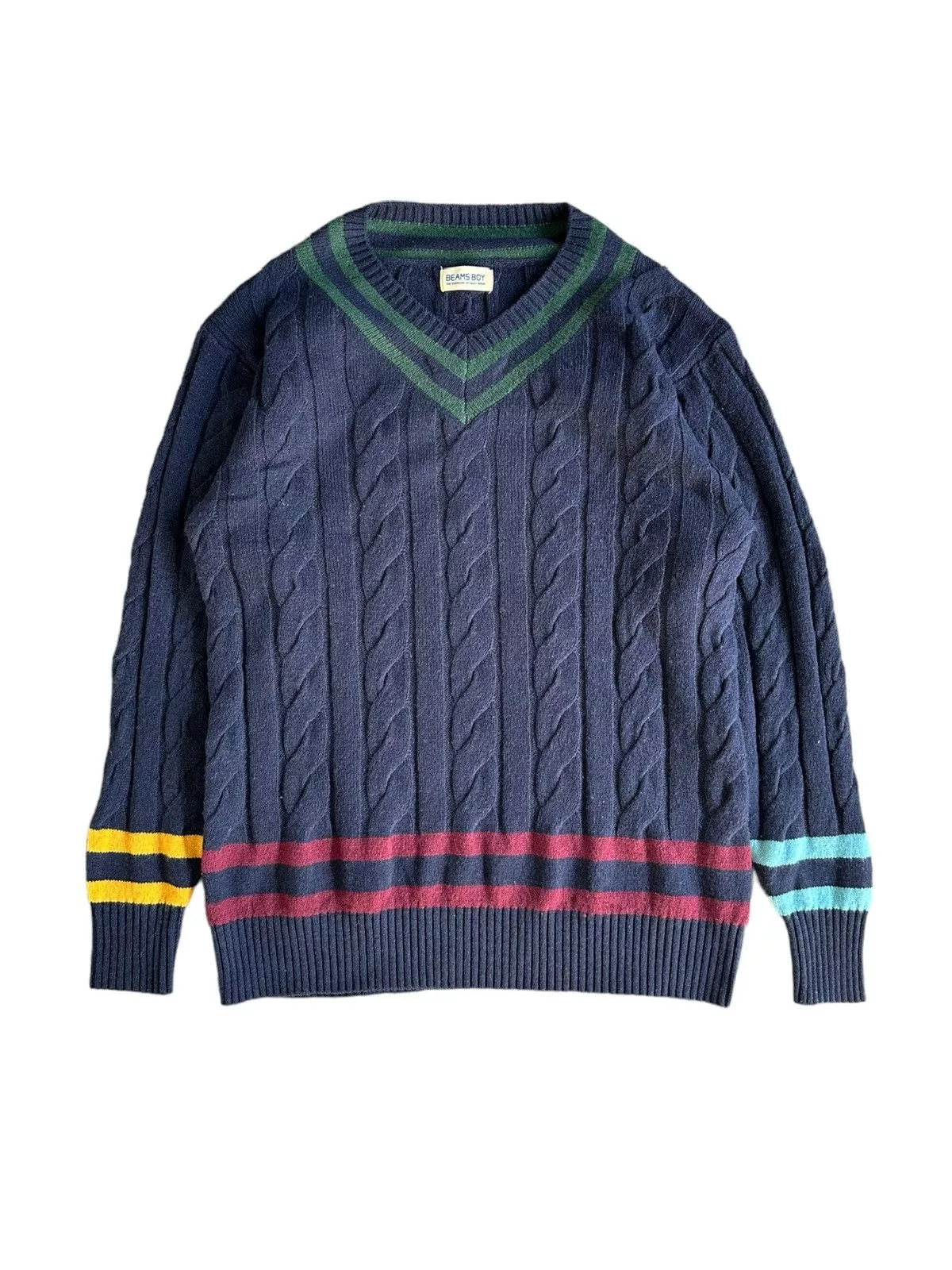 Beams Plus Sweaters Knitwear Beams Plus FW2019 Beams Boy Knitted wool sweater Blue Streetwear