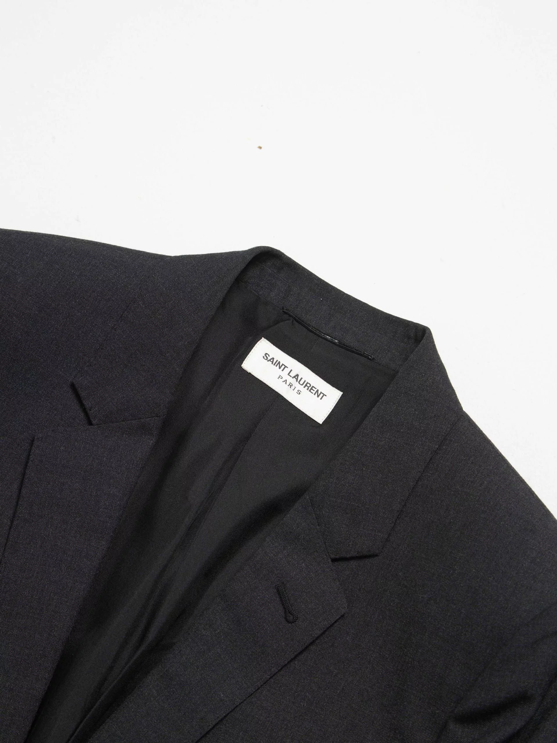 Saint Laurent Paris Light Jackets Saint Laurent Paris Dark Gray Black Button Classic Woolen Blazer