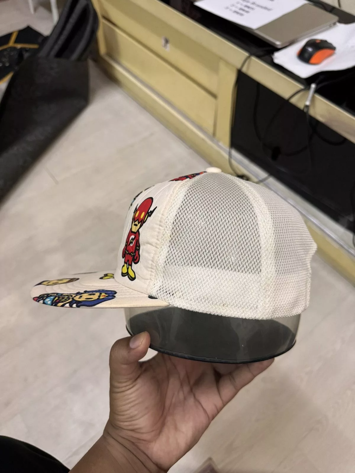 Bape Hats Bape × DC Comics Bathing Ape DC Comic Superhero Trucker Snapback White