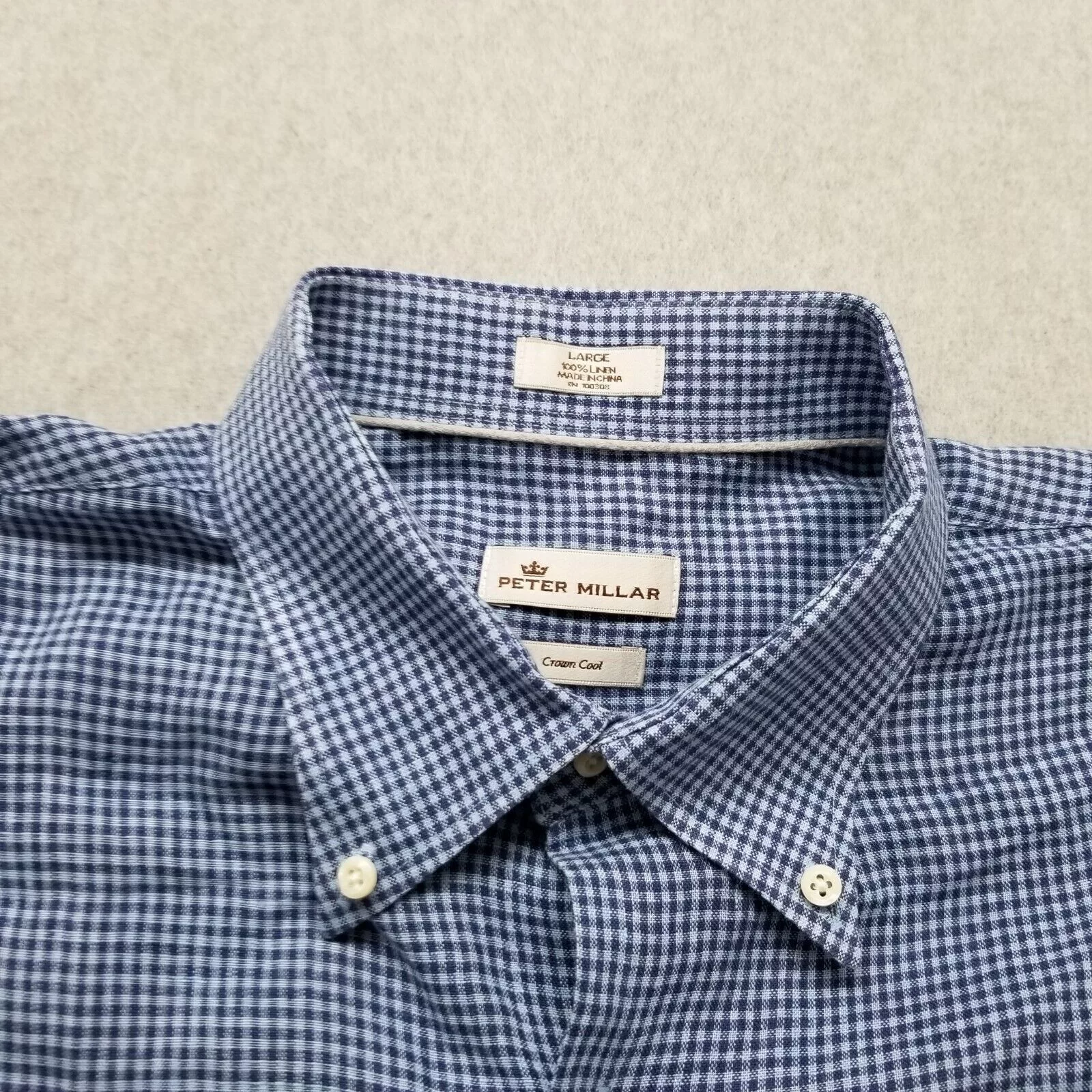 Peter Millar Shirts Button Ups Peter Millar Shirt Mens L Button Up Long Sleeve 100% Linen Blue